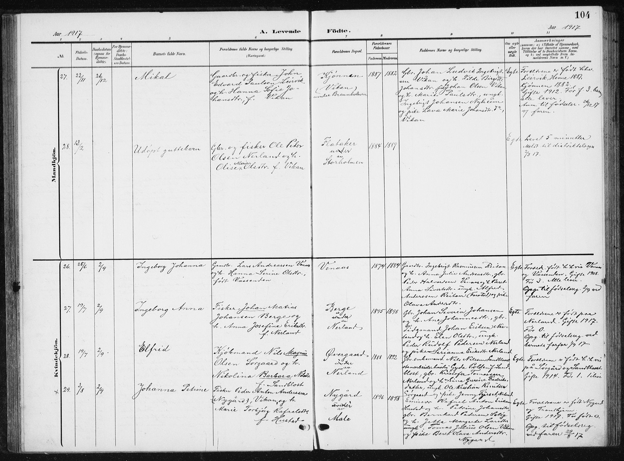 Ministerialprotokoller, klokkerbøker og fødselsregistre - Møre og Romsdal, AV/SAT-A-1454/567/L0784: Klokkerbok nr. 567C04, 1903-1938, s. 104