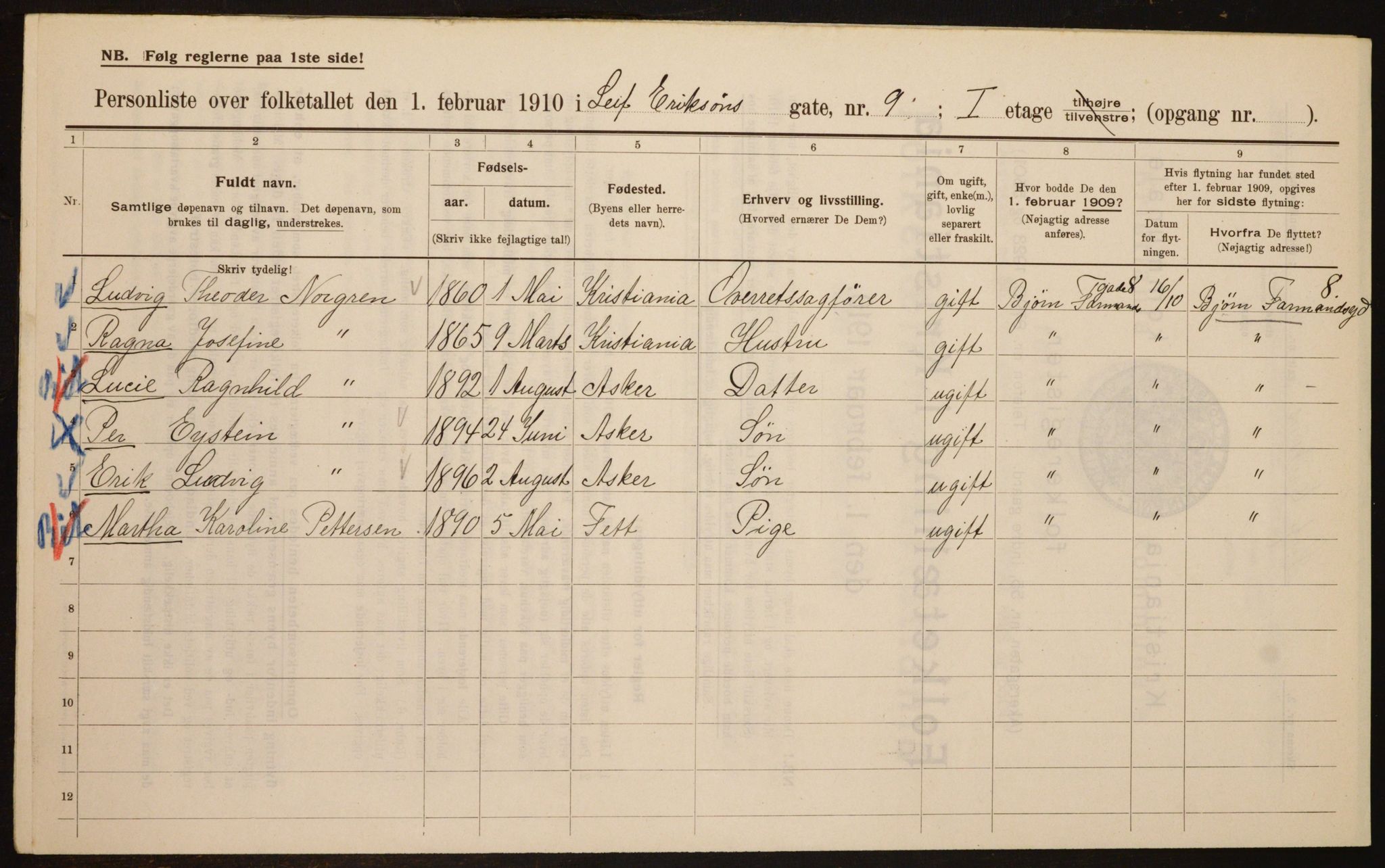 OBA, Kommunal folketelling 1.2.1910 for Kristiania, 1910, s. 55519