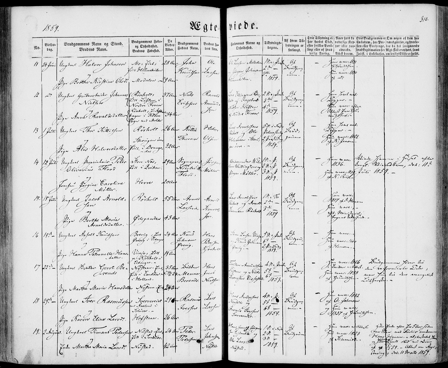 Bamble kirkebøker, AV/SAKO-A-253/F/Fa/L0005: Ministerialbok nr. I 5, 1854-1869, s. 310