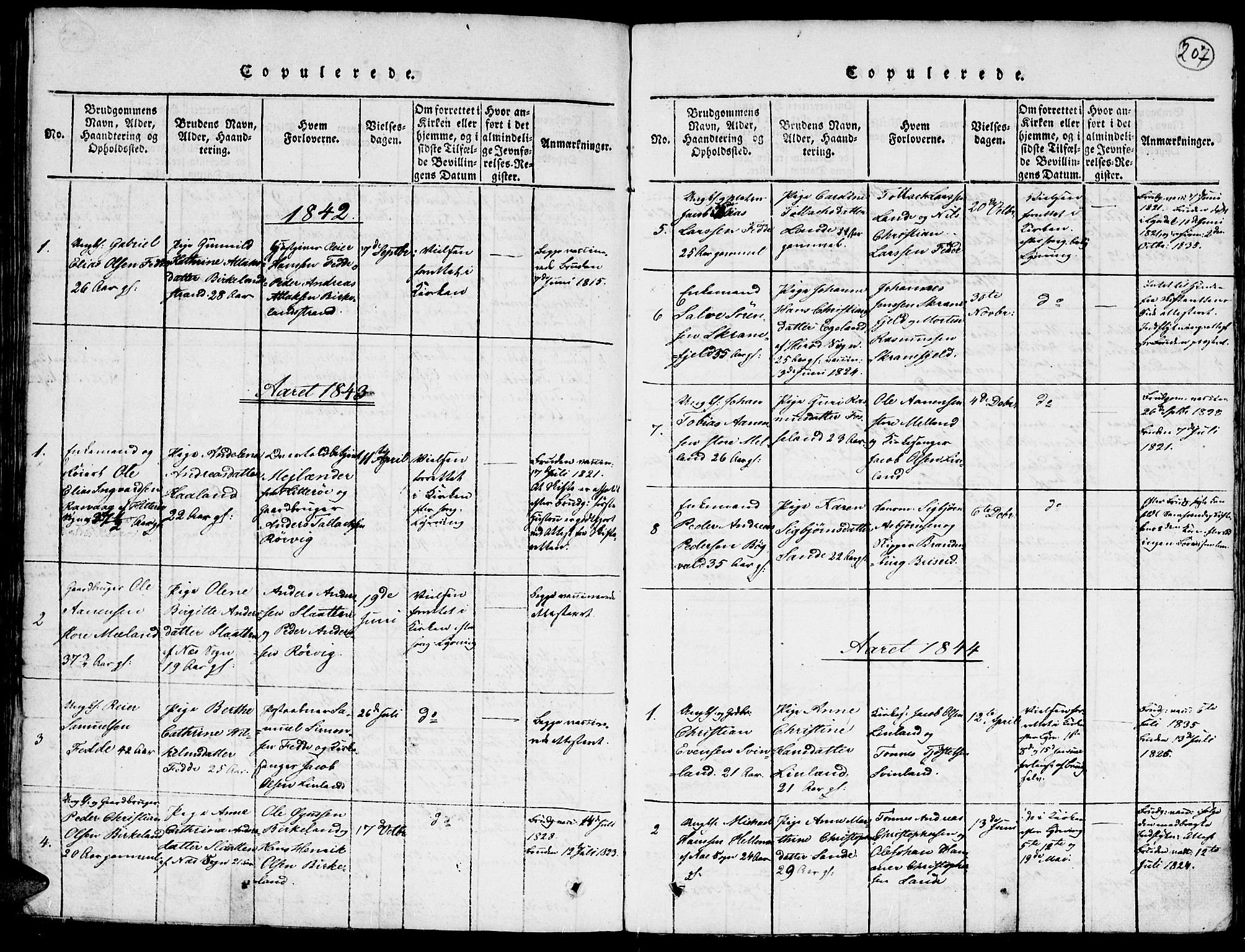 Kvinesdal sokneprestkontor, SAK/1111-0026/F/Fa/Faa/L0001: Ministerialbok nr. A 1, 1815-1849, s. 207