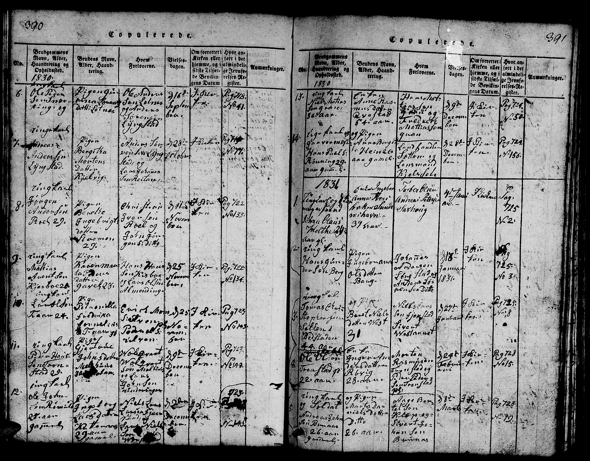 Ministerialprotokoller, klokkerbøker og fødselsregistre - Nord-Trøndelag, SAT/A-1458/730/L0298: Klokkerbok nr. 730C01, 1816-1849, s. 390-391