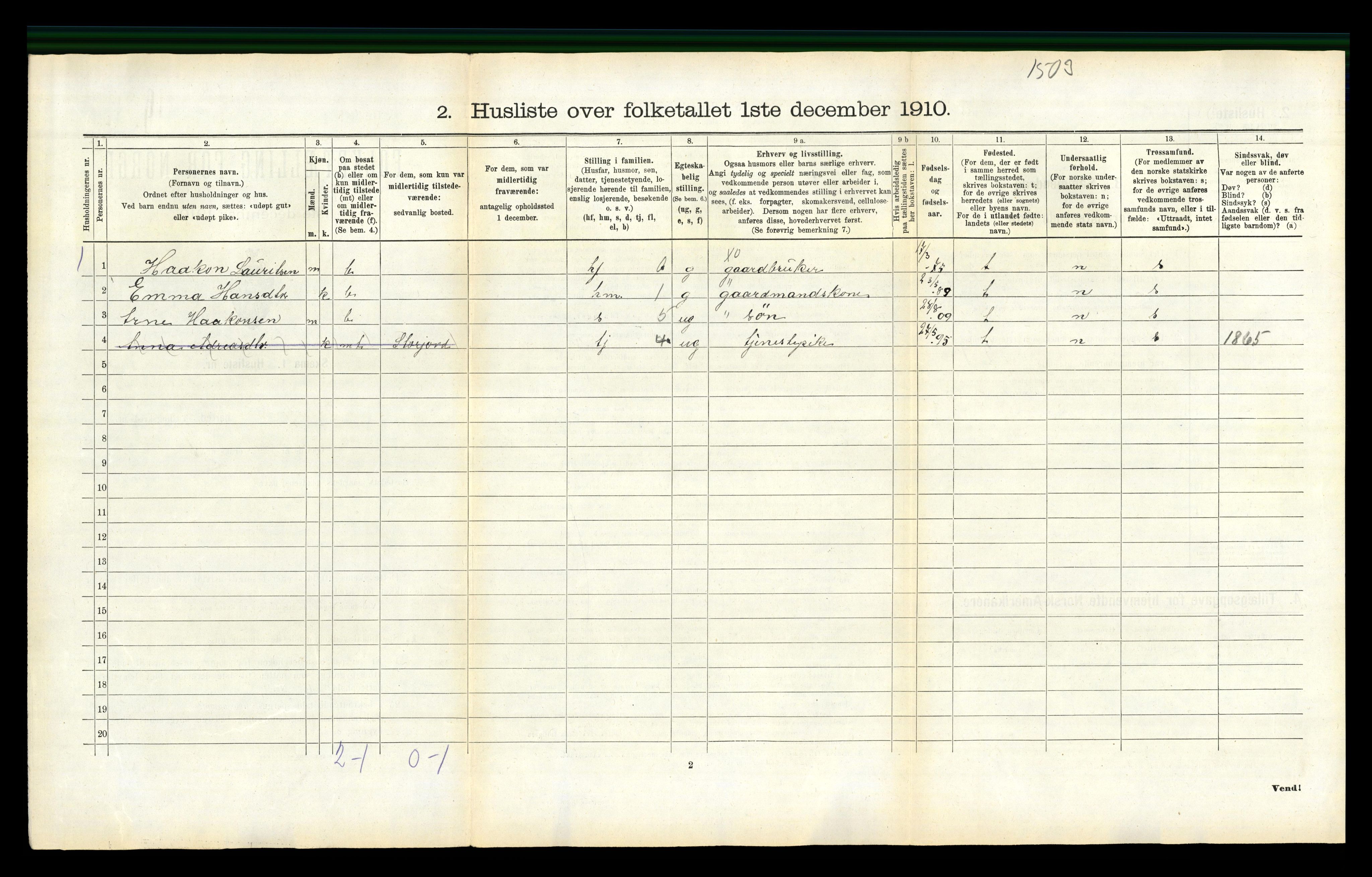 RA, Folketelling 1910 for 1839 Beiarn herred, 1910, s. 554