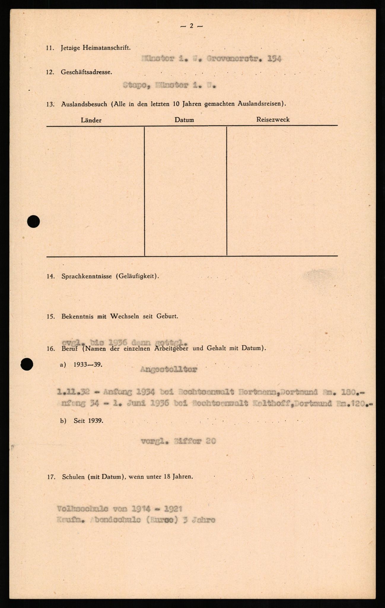 Forsvaret, Forsvarets overkommando II, AV/RA-RAFA-3915/D/Db/L0022: CI Questionaires. Tyske okkupasjonsstyrker i Norge. Tyskere., 1945-1946, s. 188