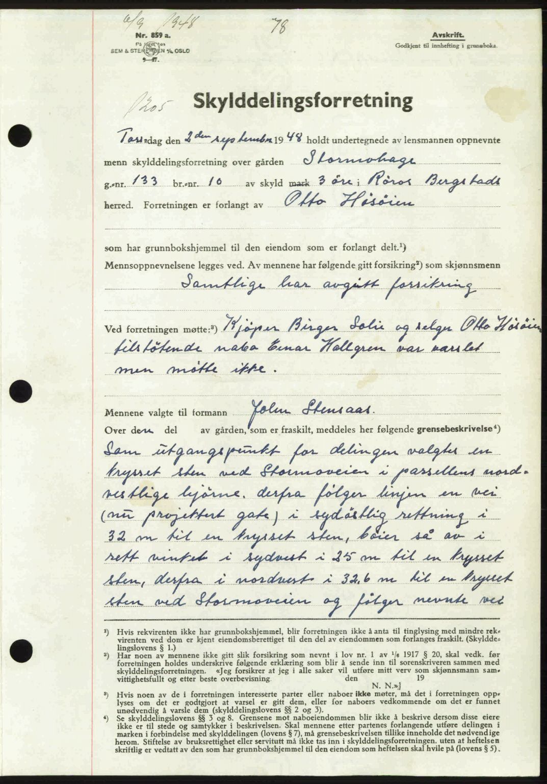 Gauldal sorenskriveri, SAT/A-0014/1/2/2C: Pantebok nr. A6, 1948-1948, Dagboknr: 1205/1948
