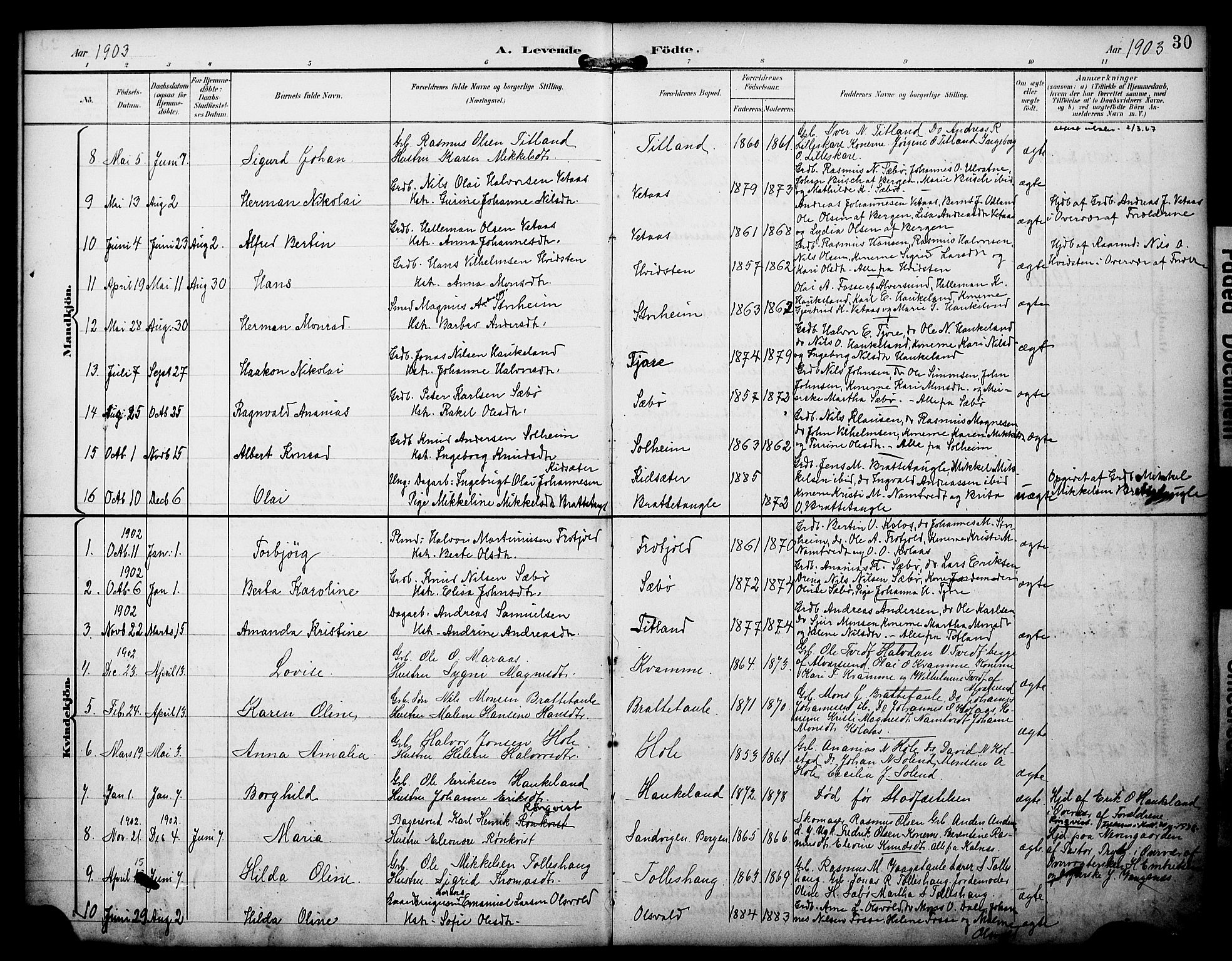Manger sokneprestembete, AV/SAB-A-76801/H/Haa: Ministerialbok nr. D 2, 1894-1908, s. 30
