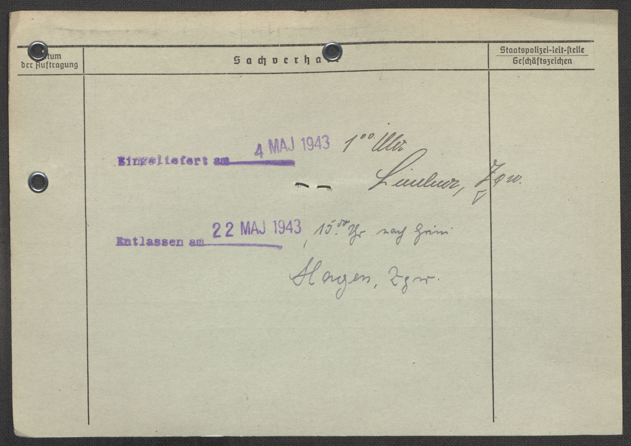 Befehlshaber der Sicherheitspolizei und des SD, AV/RA-RAFA-5969/E/Ea/Eaa/L0010: Register over norske fanger i Møllergata 19: Sø-Å, 1940-1945, s. 1249