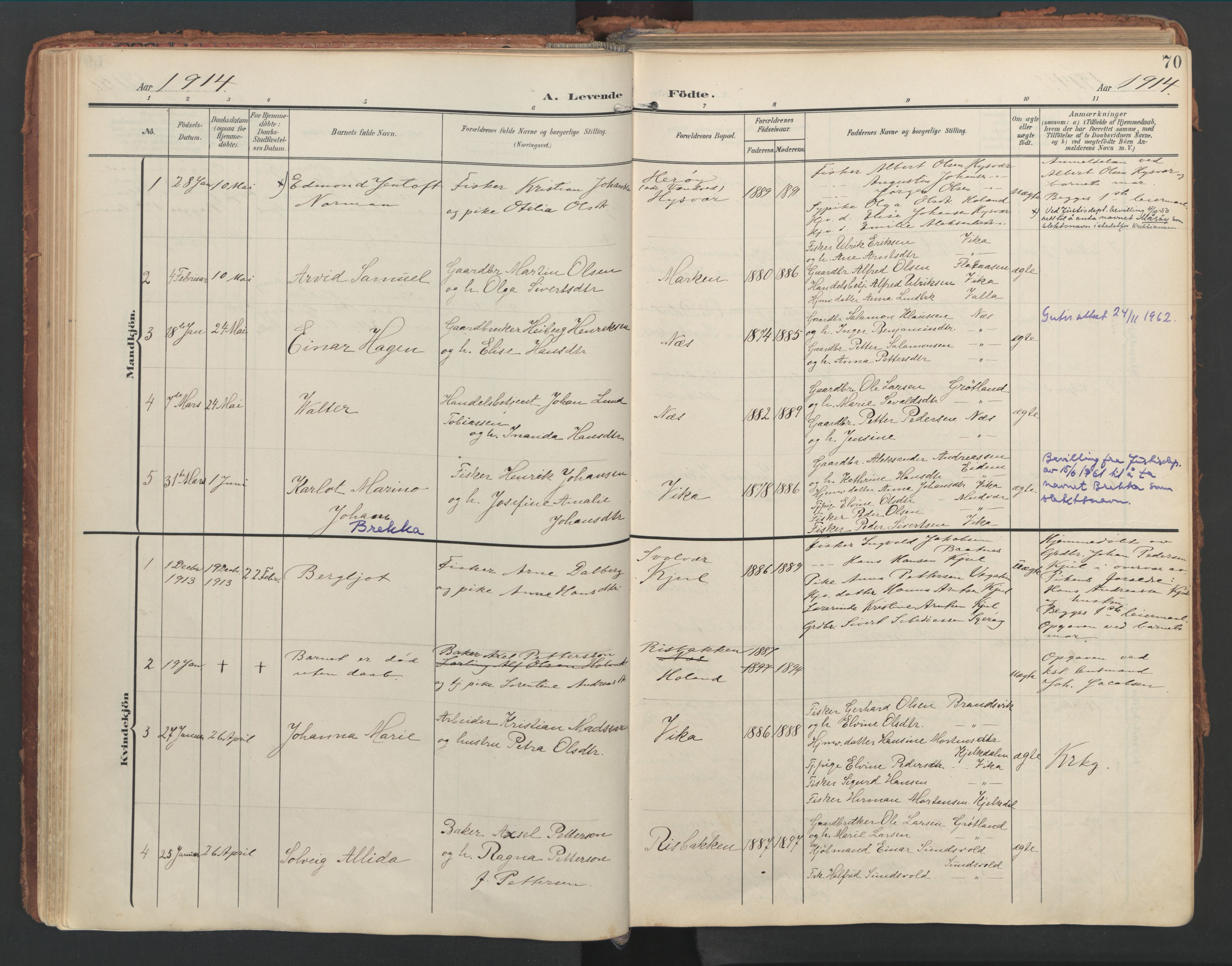 Ministerialprotokoller, klokkerbøker og fødselsregistre - Nordland, AV/SAT-A-1459/816/L0250: Ministerialbok nr. 816A16, 1903-1923, s. 70