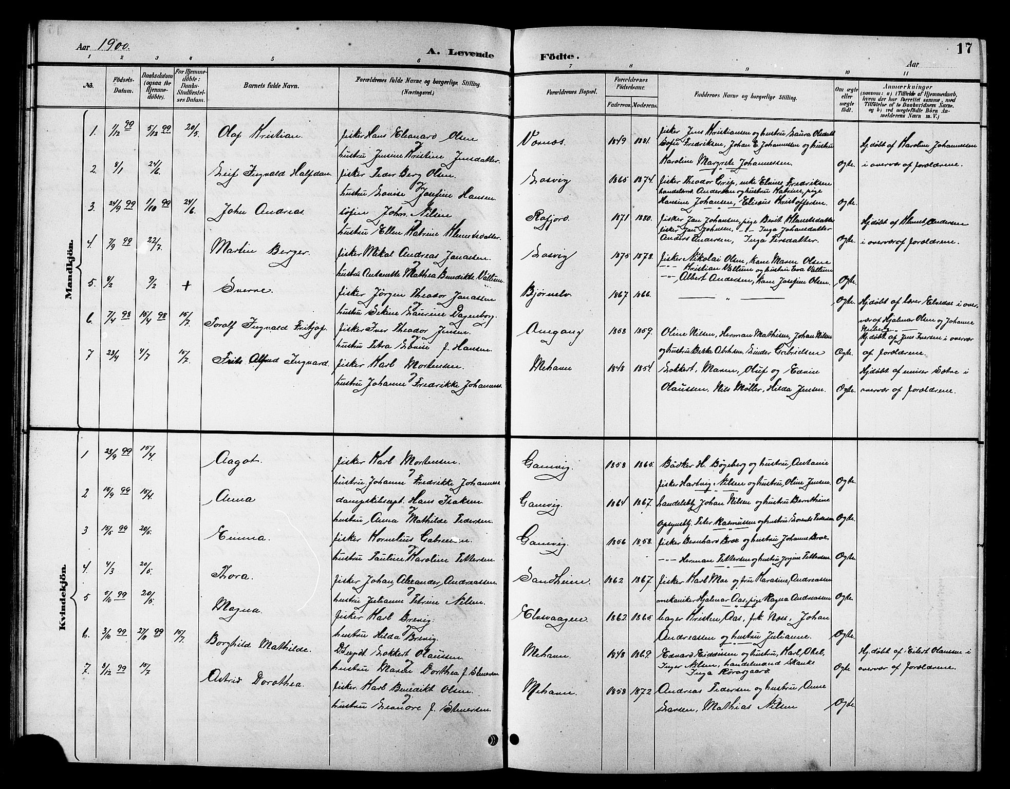 Tana sokneprestkontor, AV/SATØ-S-1334/H/Hb/L0006klokker: Klokkerbok nr. 6, 1892-1909, s. 17