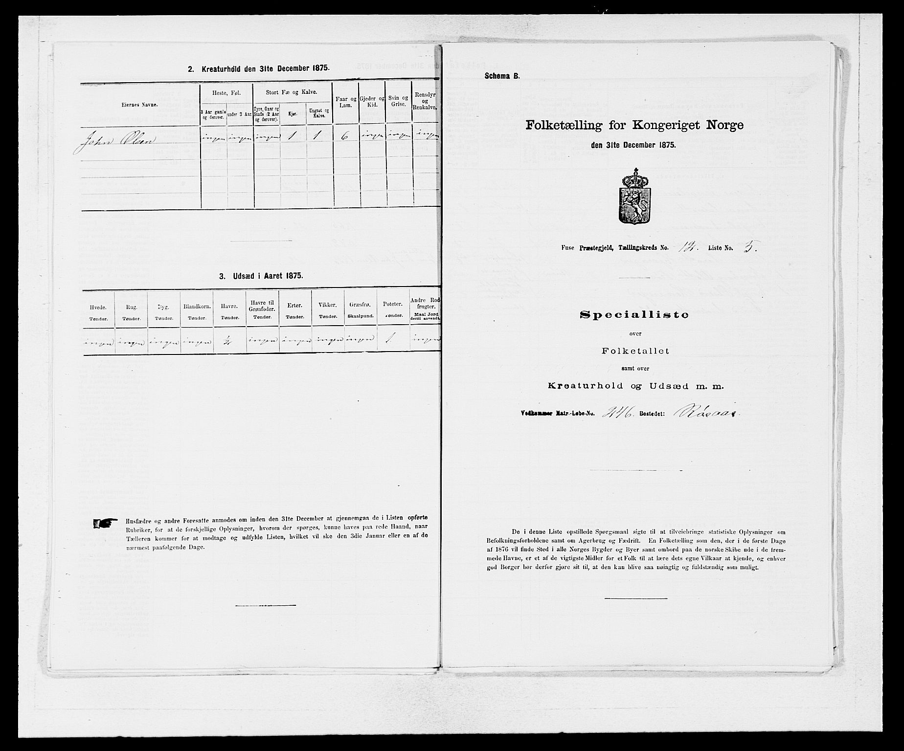 SAB, Folketelling 1875 for 1241P Fusa prestegjeld, 1875, s. 884