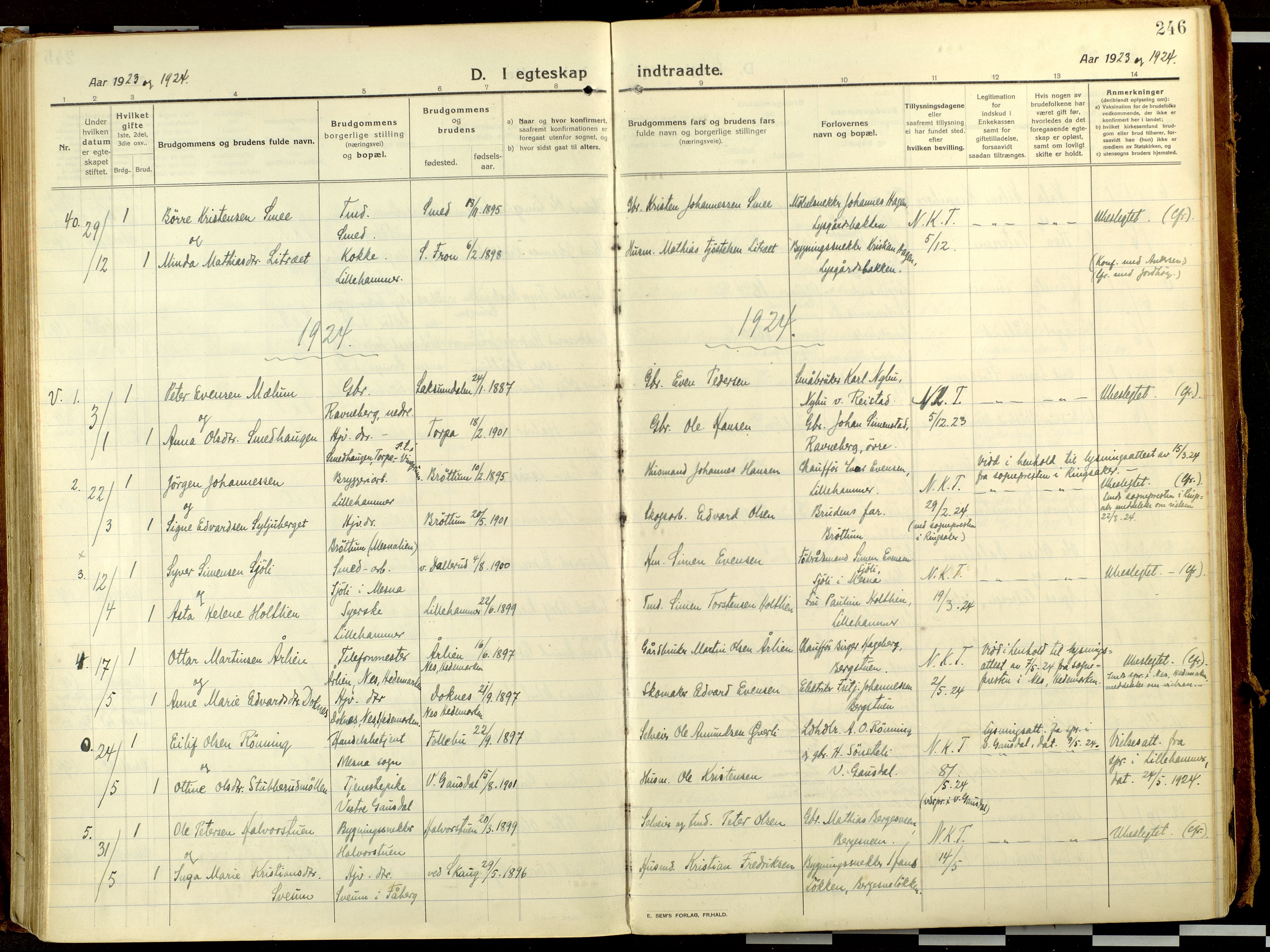 Fåberg prestekontor, AV/SAH-PREST-086/H/Ha/Haa/L0013: Ministerialbok nr. 13, 1913-1928, s. 246