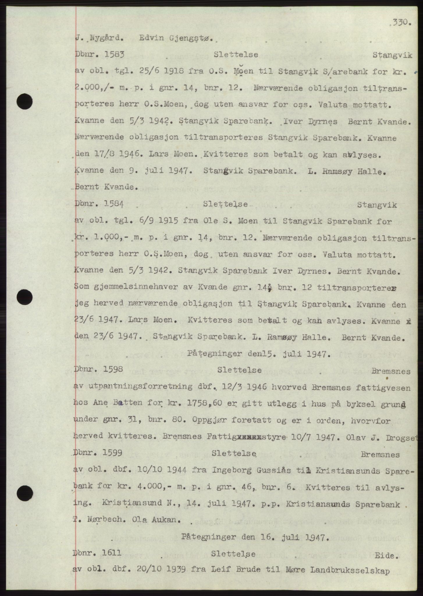 Nordmøre sorenskriveri, SAT/A-4132/1/2/2Ca: Pantebok nr. C82b, 1946-1951, Dagboknr: 1583/1947