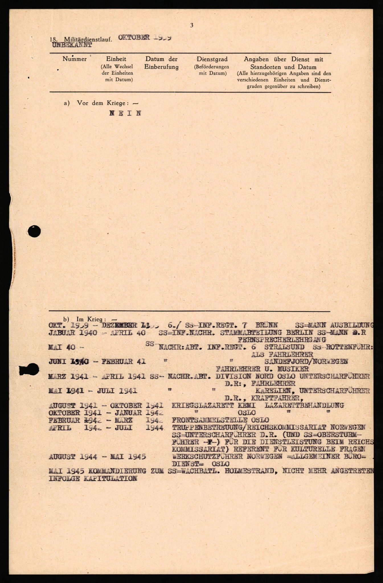 Forsvaret, Forsvarets overkommando II, AV/RA-RAFA-3915/D/Db/L0030: CI Questionaires. Tyske okkupasjonsstyrker i Norge. Tyskere., 1945-1946, s. 192