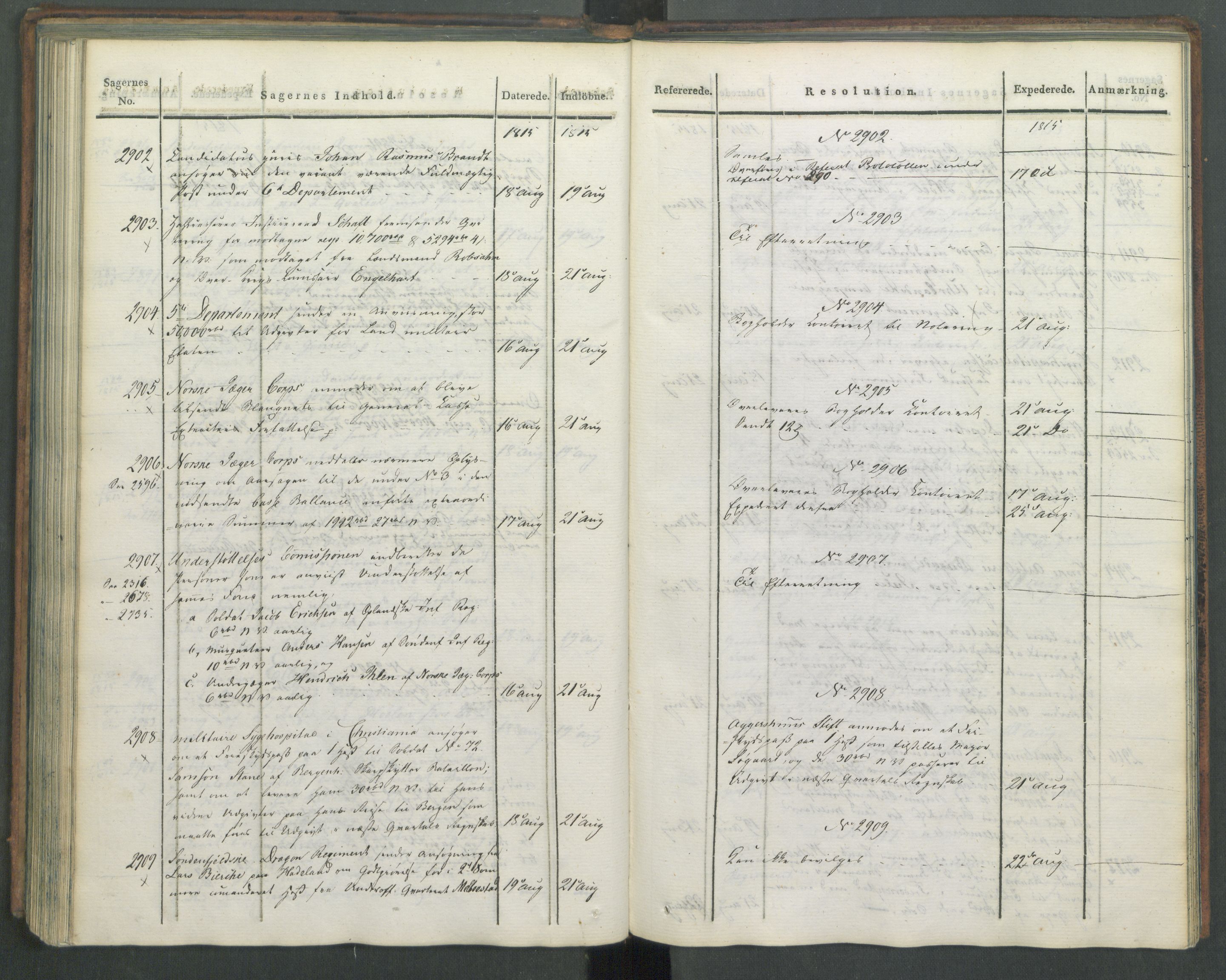 Armédepartementet, RA/RAFA-3493/C/Ca/L0005: 6. Departements Journal, 1815