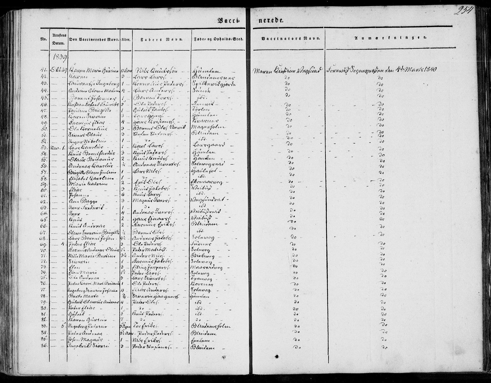 Ministerialprotokoller, klokkerbøker og fødselsregistre - Møre og Romsdal, SAT/A-1454/528/L0396: Ministerialbok nr. 528A07, 1839-1847, s. 254