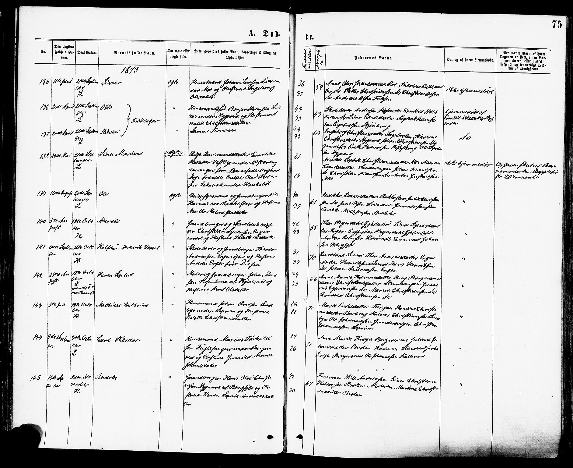 Høland prestekontor Kirkebøker, SAO/A-10346a/F/Fa/L0012.a: Ministerialbok nr. I 12A, 1869-1879, s. 75