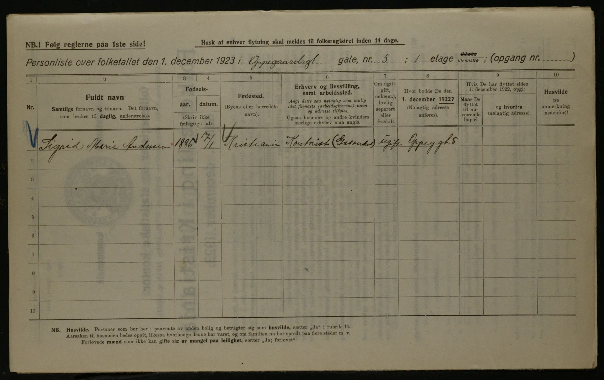 OBA, Kommunal folketelling 1.12.1923 for Kristiania, 1923, s. 83668