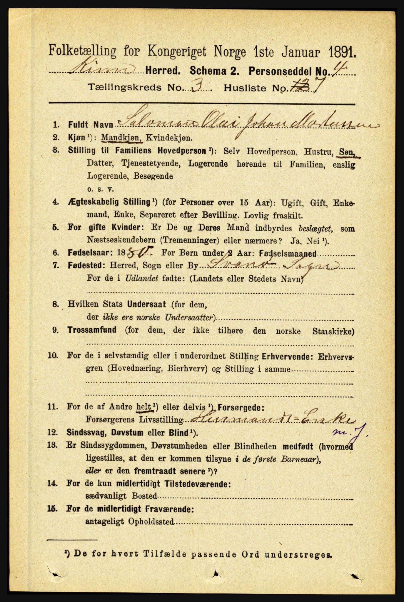 RA, Folketelling 1891 for 1437 Kinn herred, 1891, s. 988