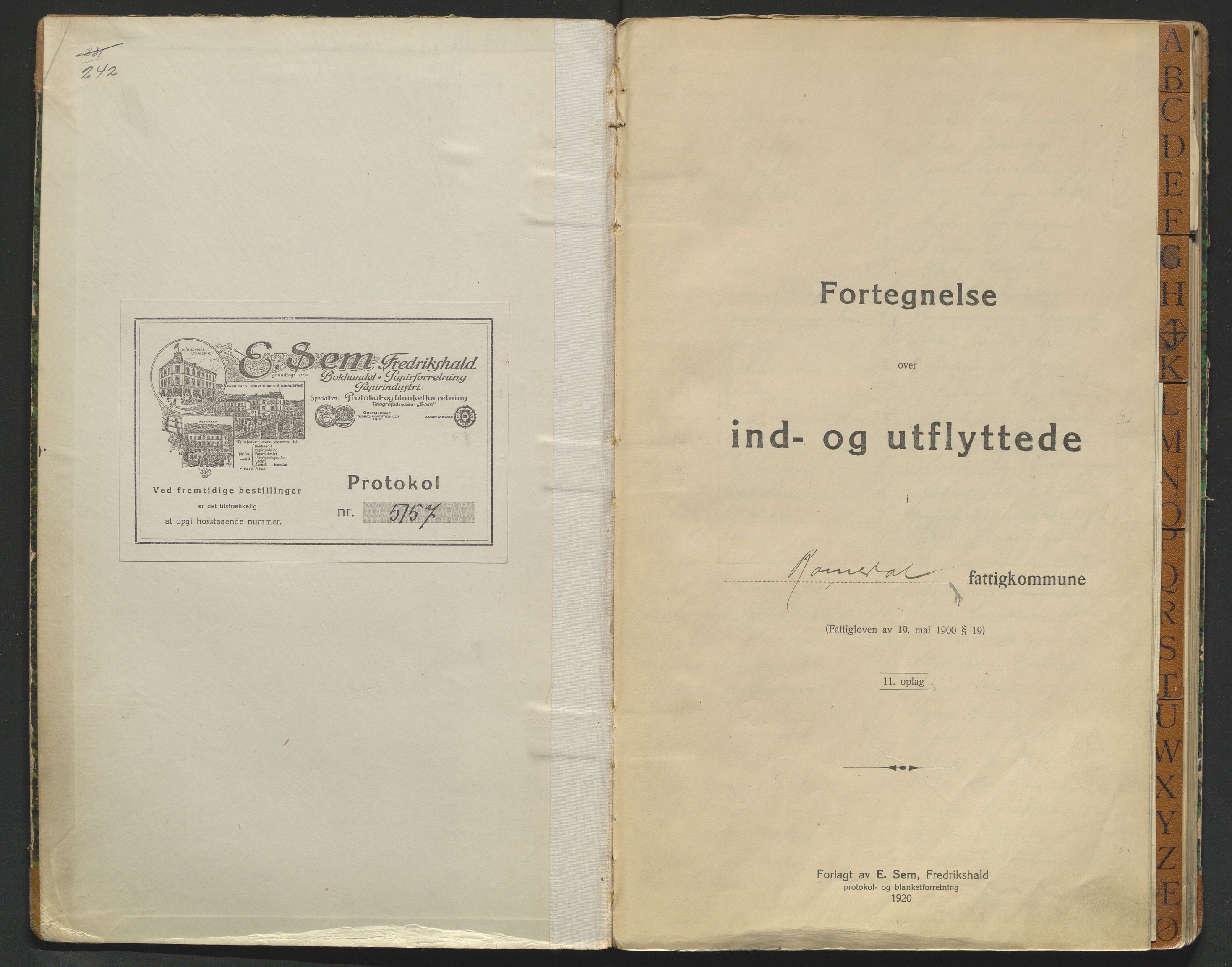 Romedal lensmannskontor, AV/SAH-LHR-019/L/La/L0001/0002: Protokoller over inn- og utflyttede / Protokoll over inn- og utflyttede, 1921-1929