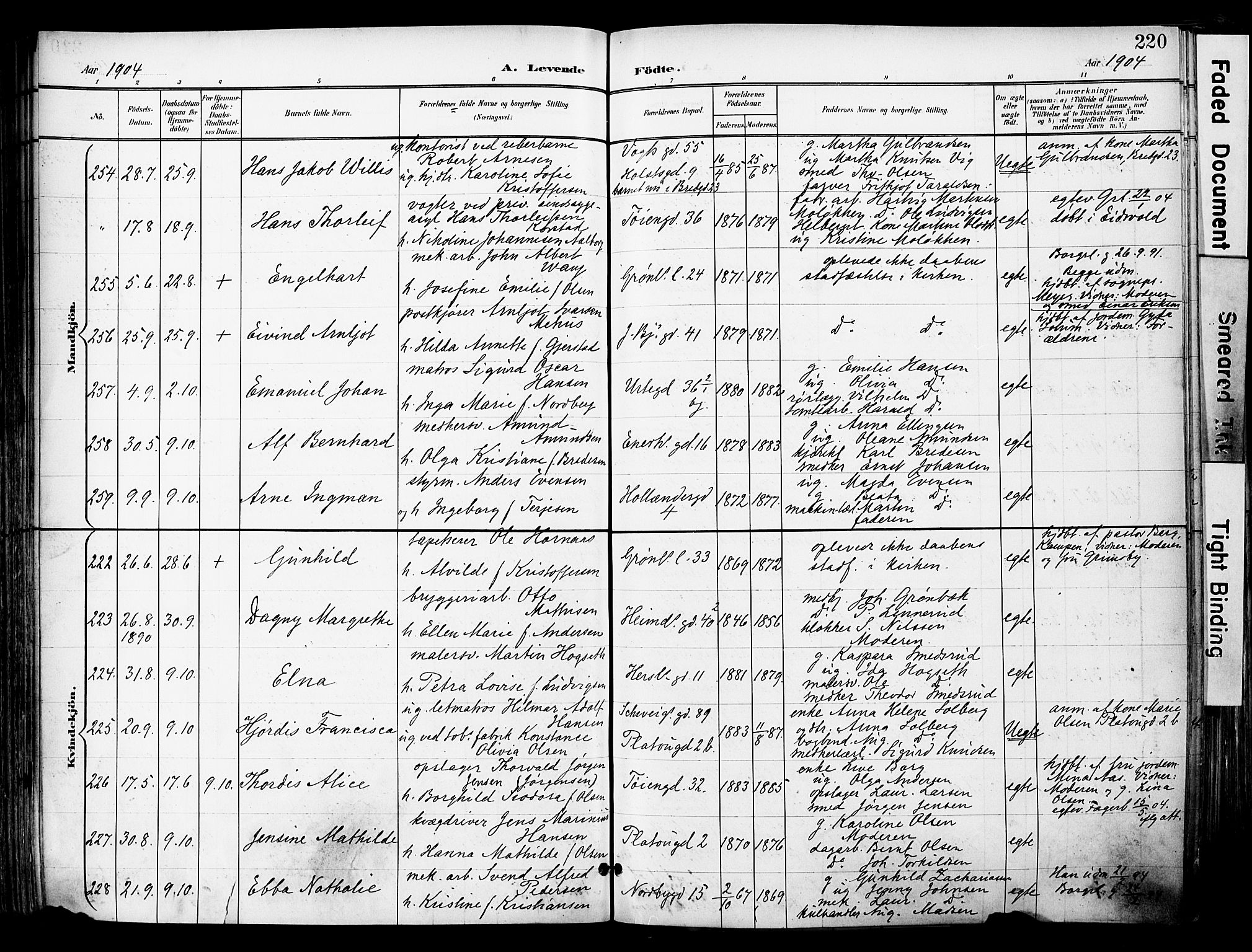 Grønland prestekontor Kirkebøker, AV/SAO-A-10848/F/Fa/L0014: Ministerialbok nr. 14, 1900-1911, s. 220