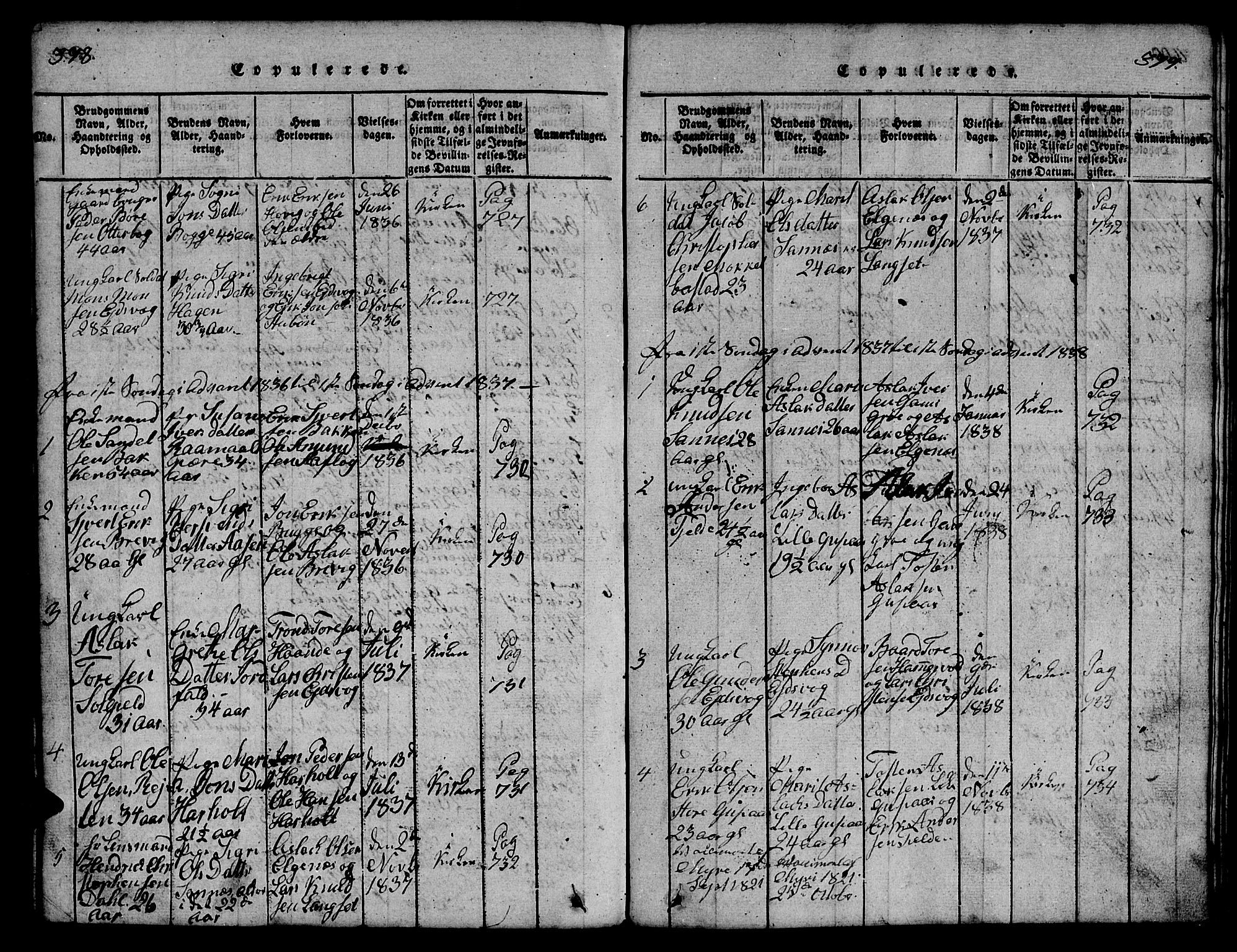 Ministerialprotokoller, klokkerbøker og fødselsregistre - Møre og Romsdal, SAT/A-1454/551/L0629: Klokkerbok nr. 551C01, 1818-1839, s. 398-399