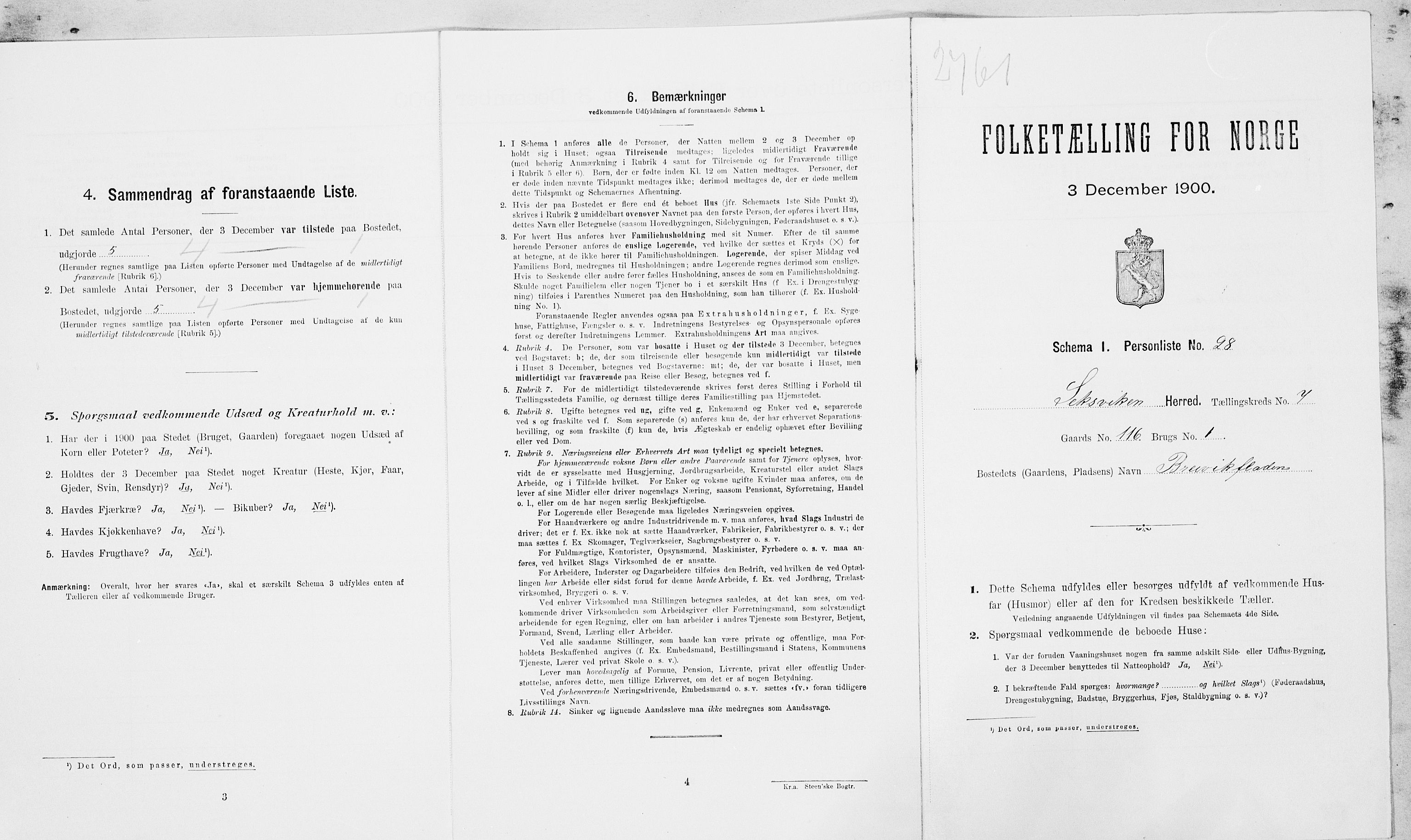 SAT, Folketelling 1900 for 1718 Leksvik herred, 1900, s. 883
