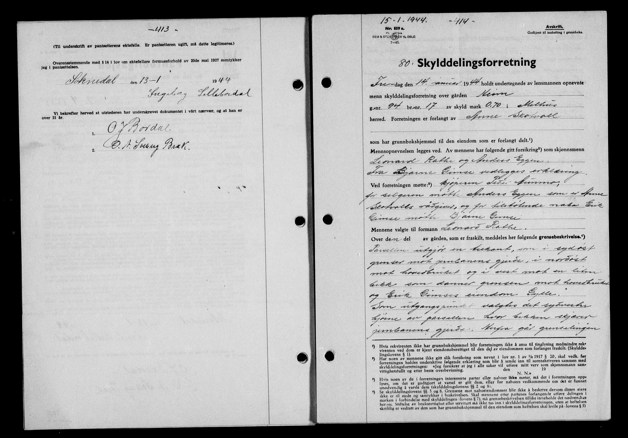 Gauldal sorenskriveri, SAT/A-0014/1/2/2C/L0057: Pantebok nr. 62, 1943-1944, Dagboknr: 80/1944