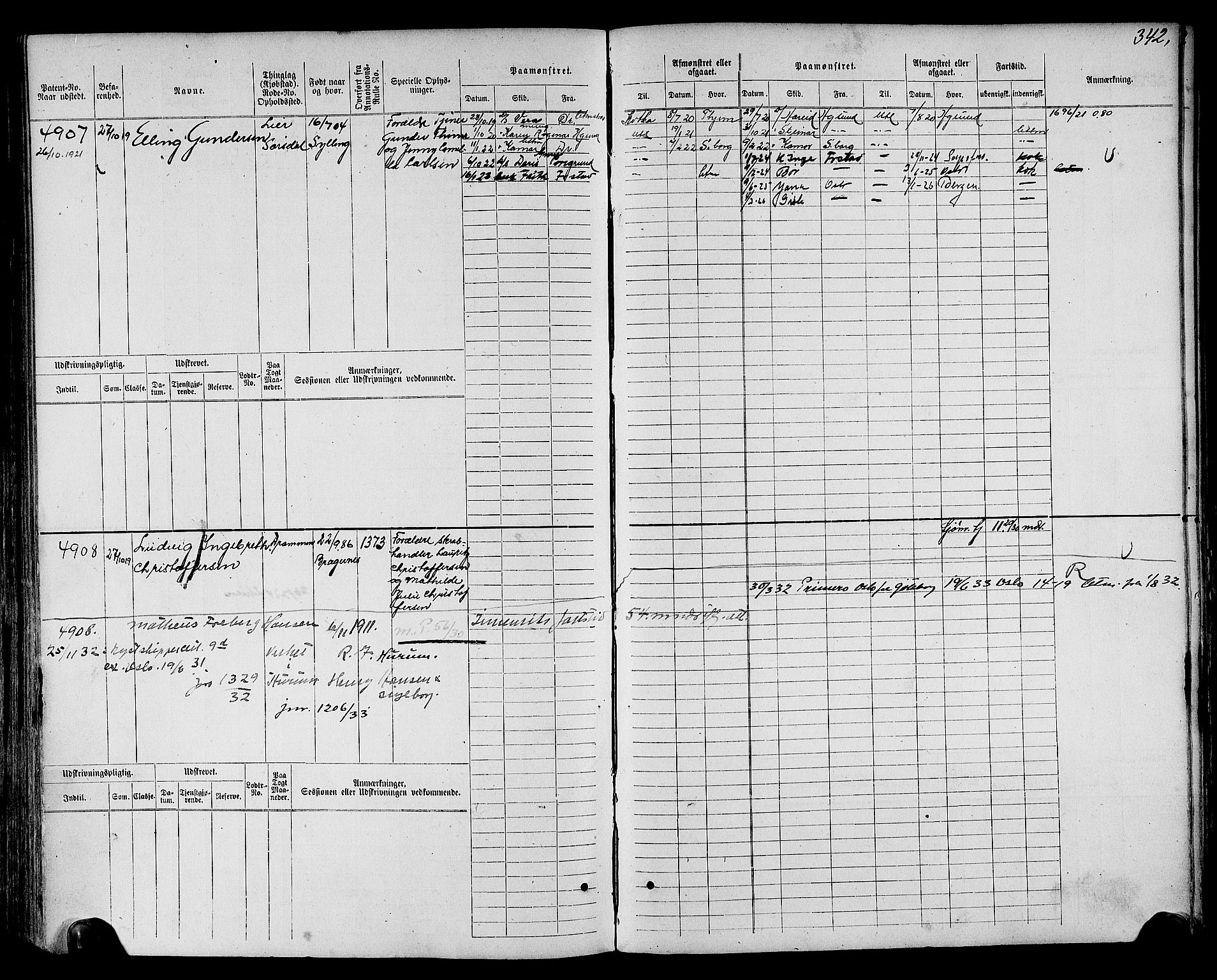 Drammen innrulleringsdistrikt, SAKO/A-781/F/Fc/L0006: Hovedrulle, 1913, s. 193