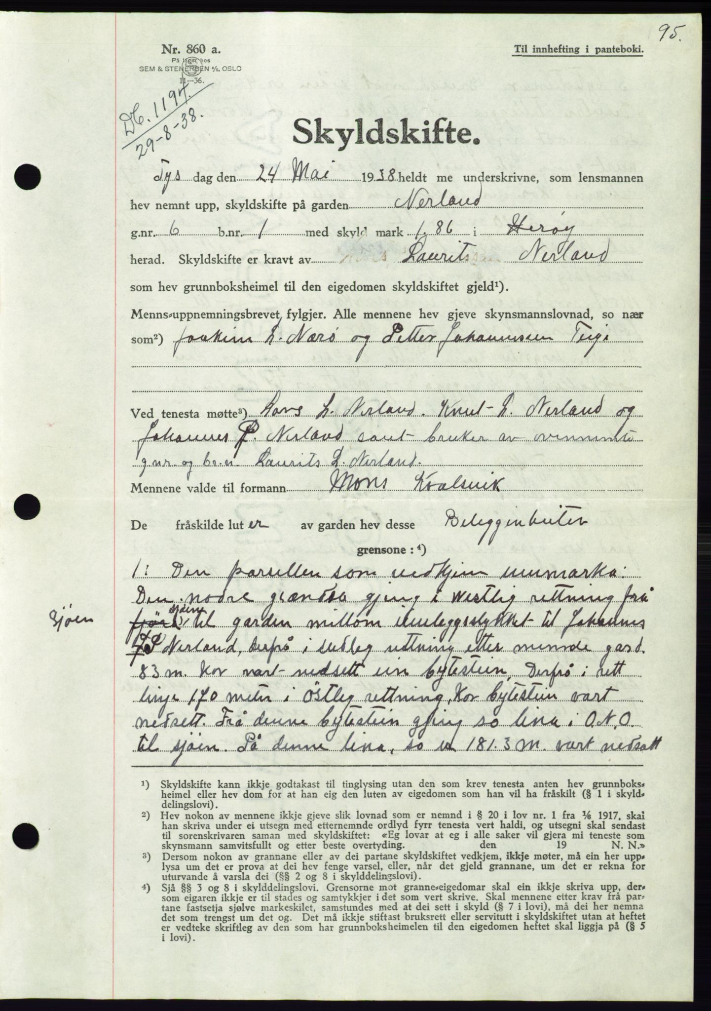 Søre Sunnmøre sorenskriveri, AV/SAT-A-4122/1/2/2C/L0066: Pantebok nr. 60, 1938-1938, Dagboknr: 1194/1938