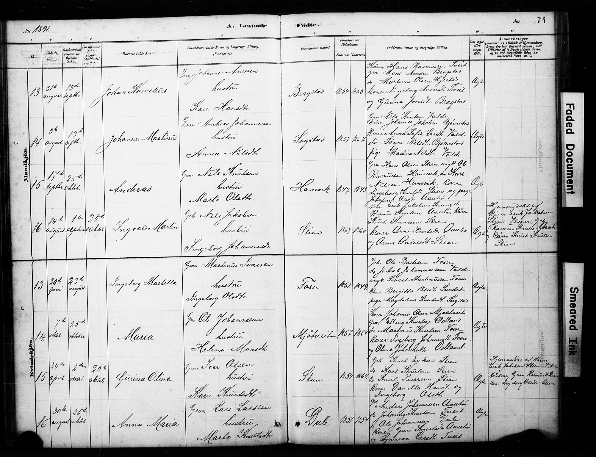 Alversund Sokneprestembete, AV/SAB-A-73901/H/Ha/Hab: Klokkerbok nr. C 3, 1881-1894, s. 74