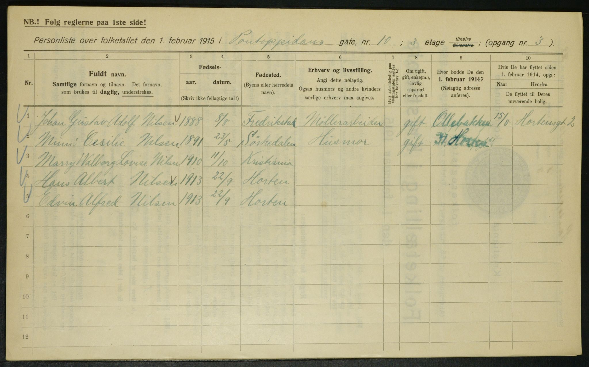 OBA, Kommunal folketelling 1.2.1915 for Kristiania, 1915, s. 80342