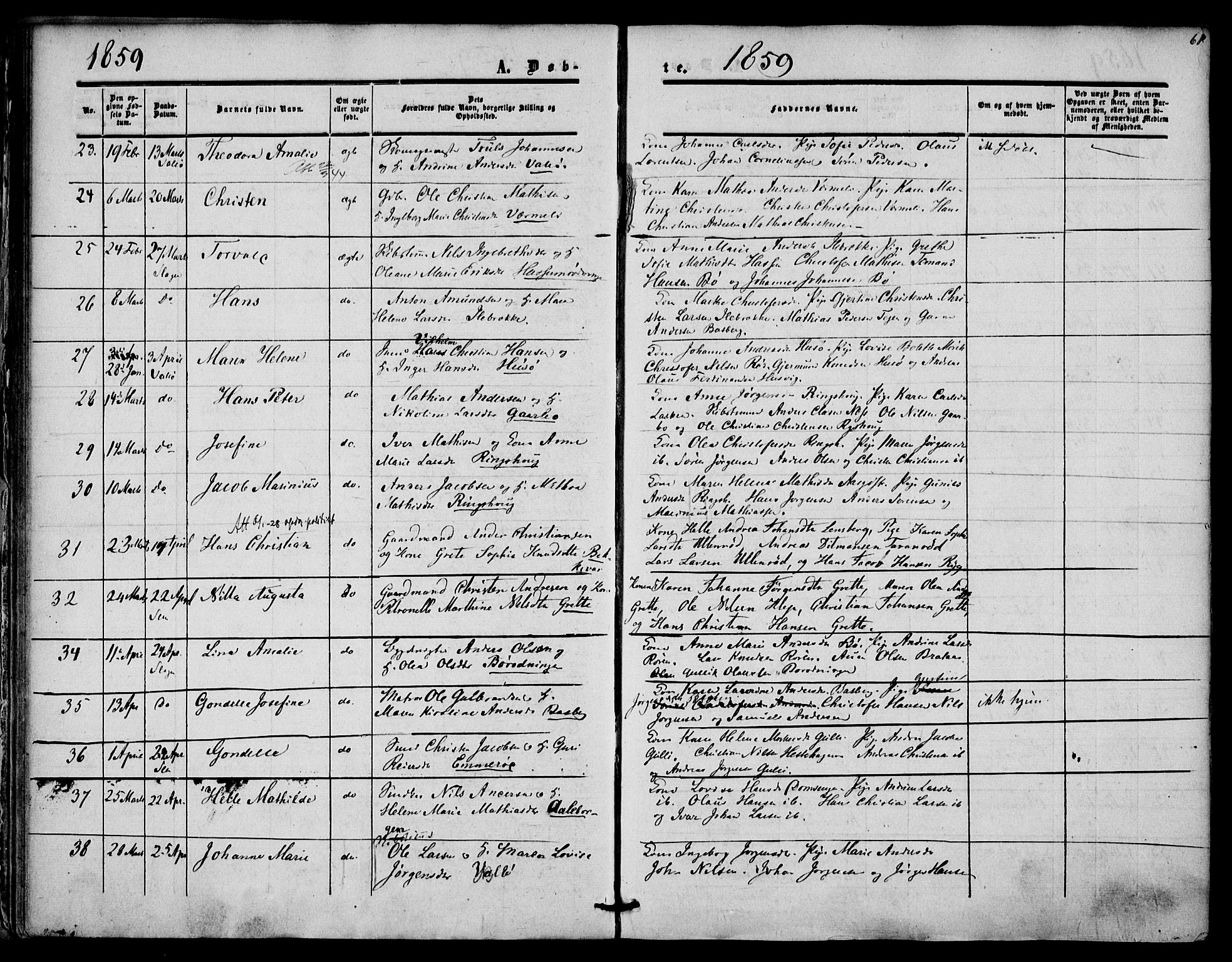 Sem kirkebøker, AV/SAKO-A-5/F/Fa/L0007: Ministerialbok nr. I 7, 1856-1865, s. 61