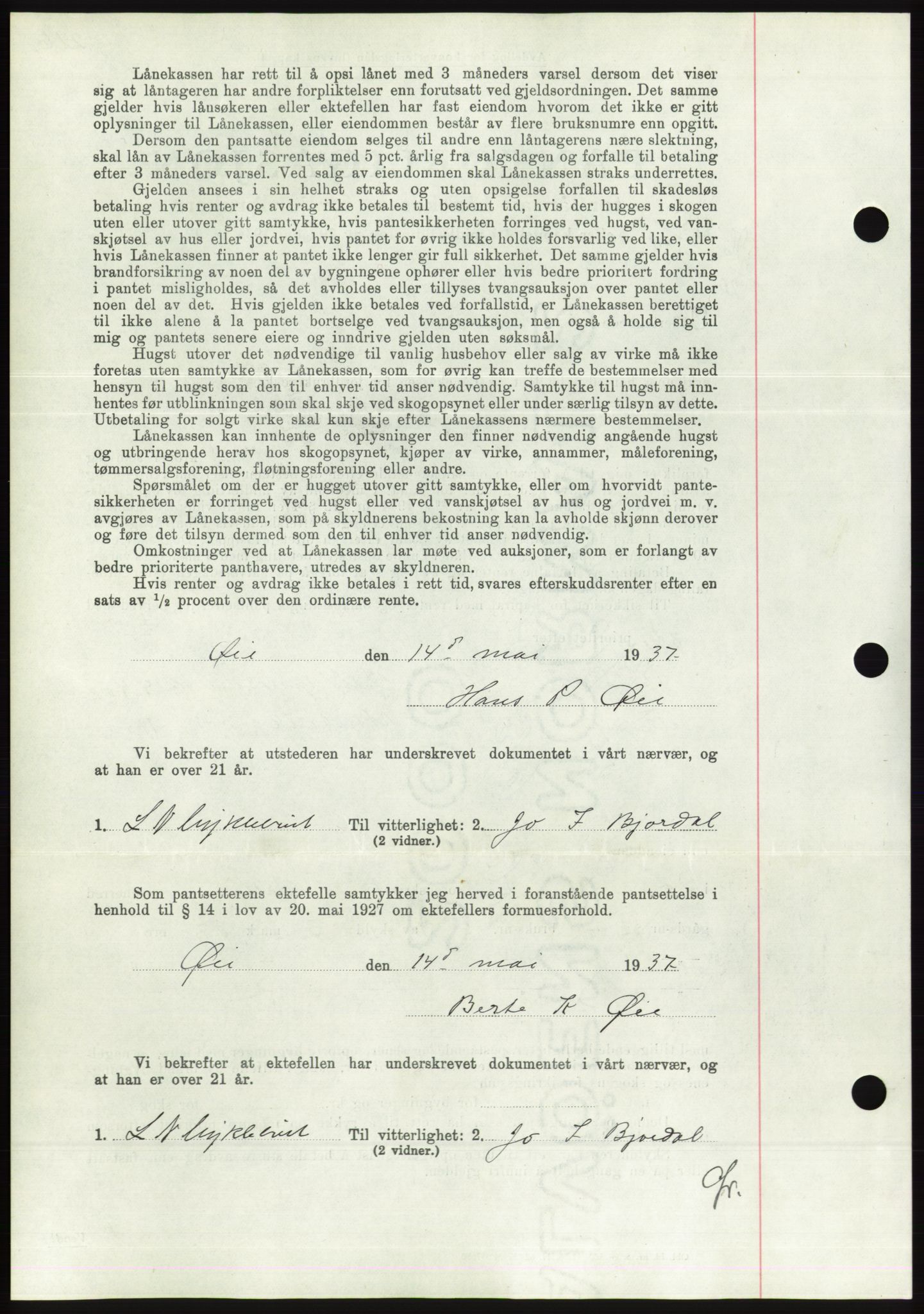 Søre Sunnmøre sorenskriveri, AV/SAT-A-4122/1/2/2C/L0063: Pantebok nr. 57, 1937-1937, Dagboknr: 818/1937