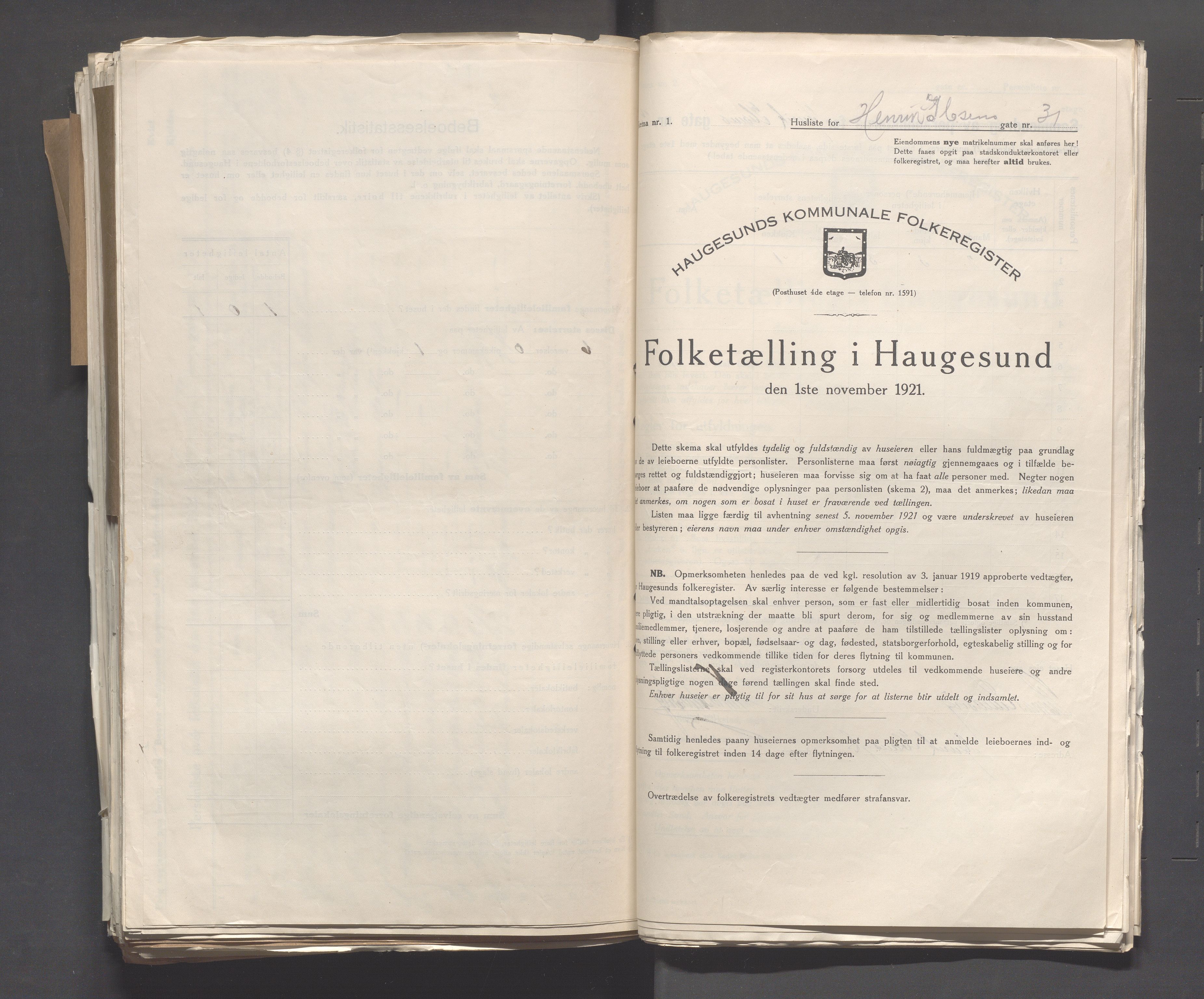 IKAR, Kommunal folketelling 1.11.1921 for Haugesund, 1921, s. 2199