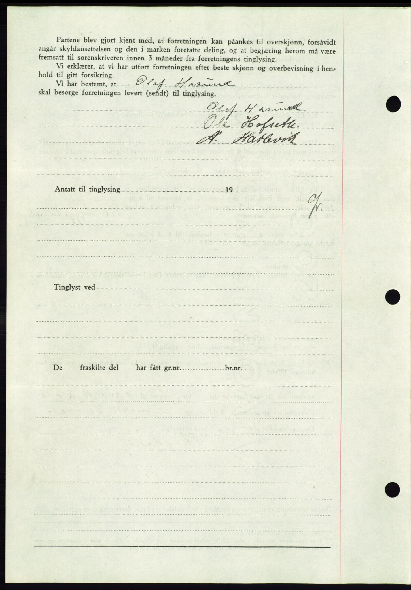 Søre Sunnmøre sorenskriveri, AV/SAT-A-4122/1/2/2C/L0065: Pantebok nr. 59, 1938-1938, Dagboknr: 852/1938