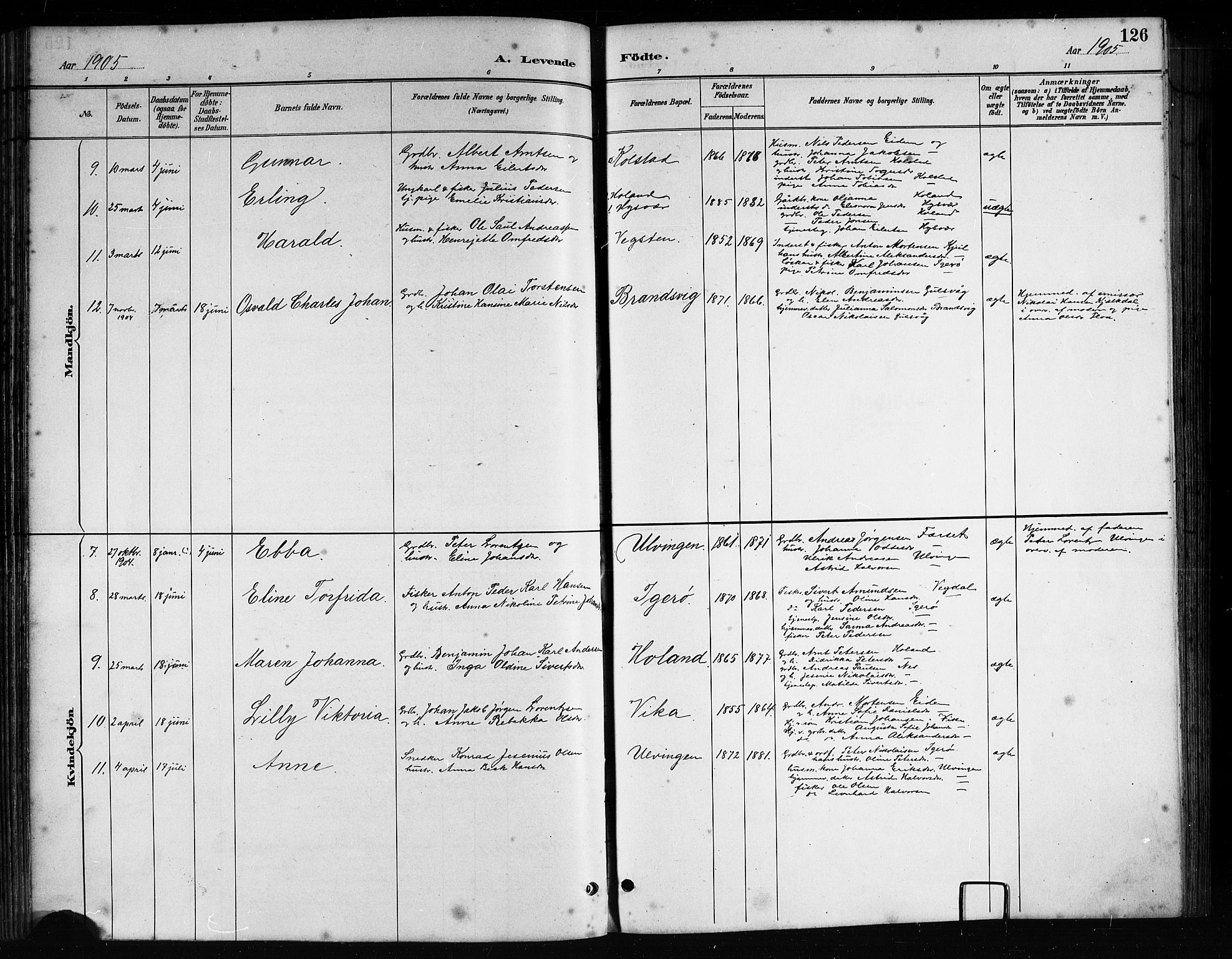 Ministerialprotokoller, klokkerbøker og fødselsregistre - Nordland, AV/SAT-A-1459/816/L0253: Klokkerbok nr. 816C03, 1886-1905, s. 126