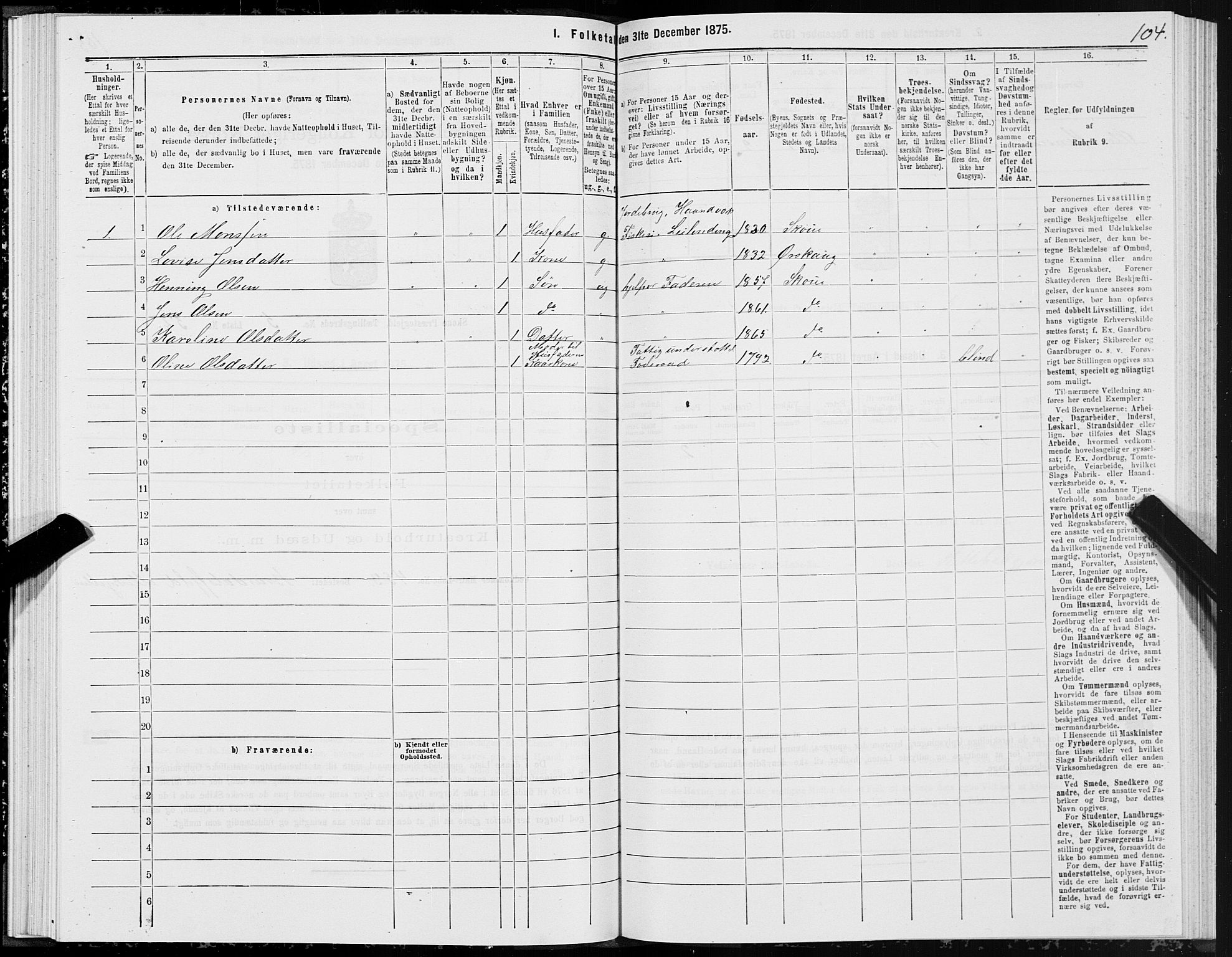 SAT, Folketelling 1875 for 1529P Skodje prestegjeld, 1875, s. 2104