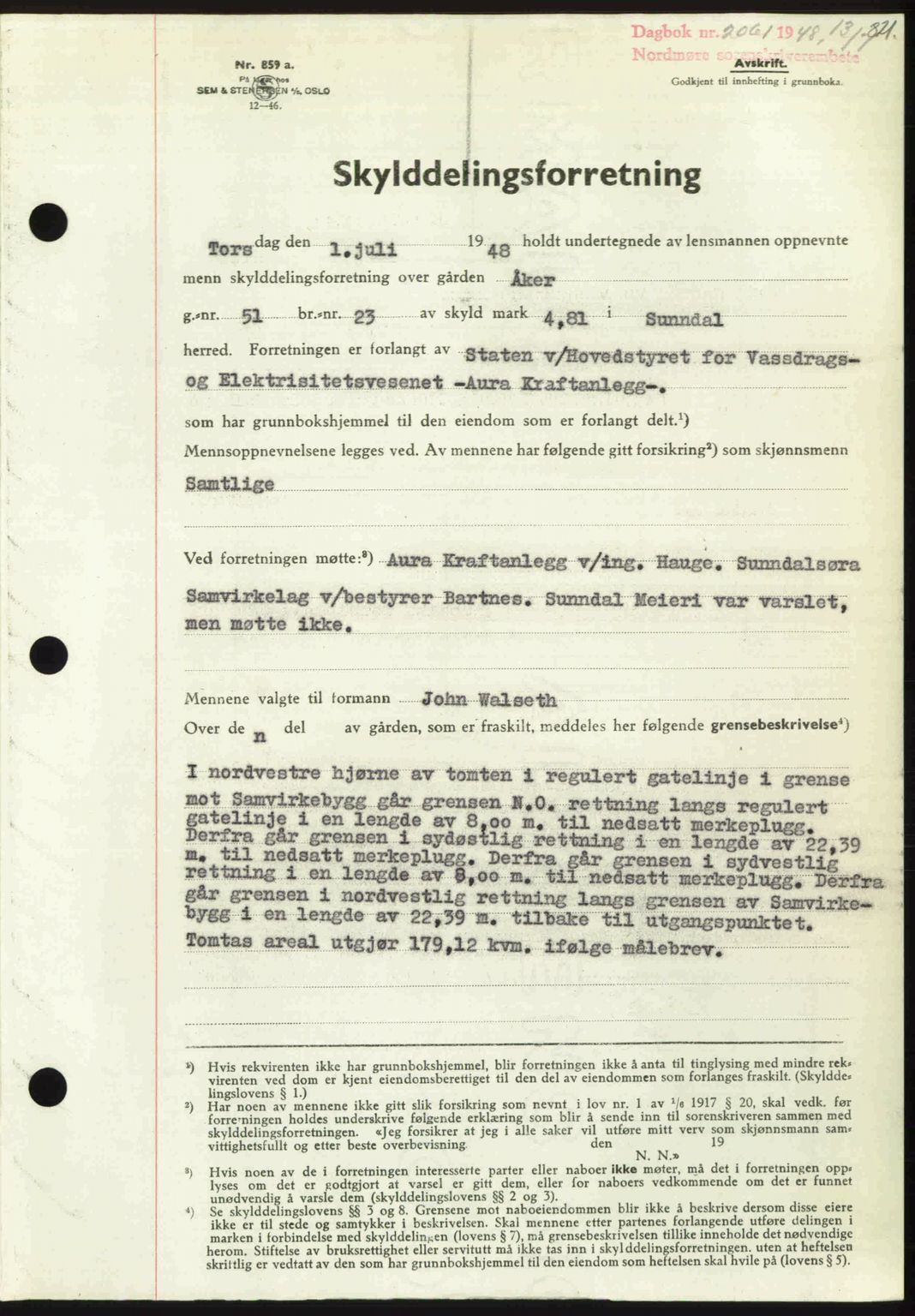 Nordmøre sorenskriveri, SAT/A-4132/1/2/2Ca: Pantebok nr. A108, 1948-1948, Dagboknr: 2061/1948