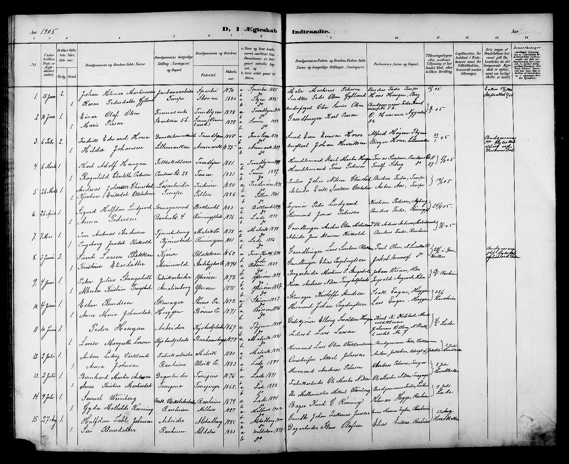 Ministerialprotokoller, klokkerbøker og fødselsregistre - Sør-Trøndelag, AV/SAT-A-1456/606/L0313: Klokkerbok nr. 606C09, 1895-1910