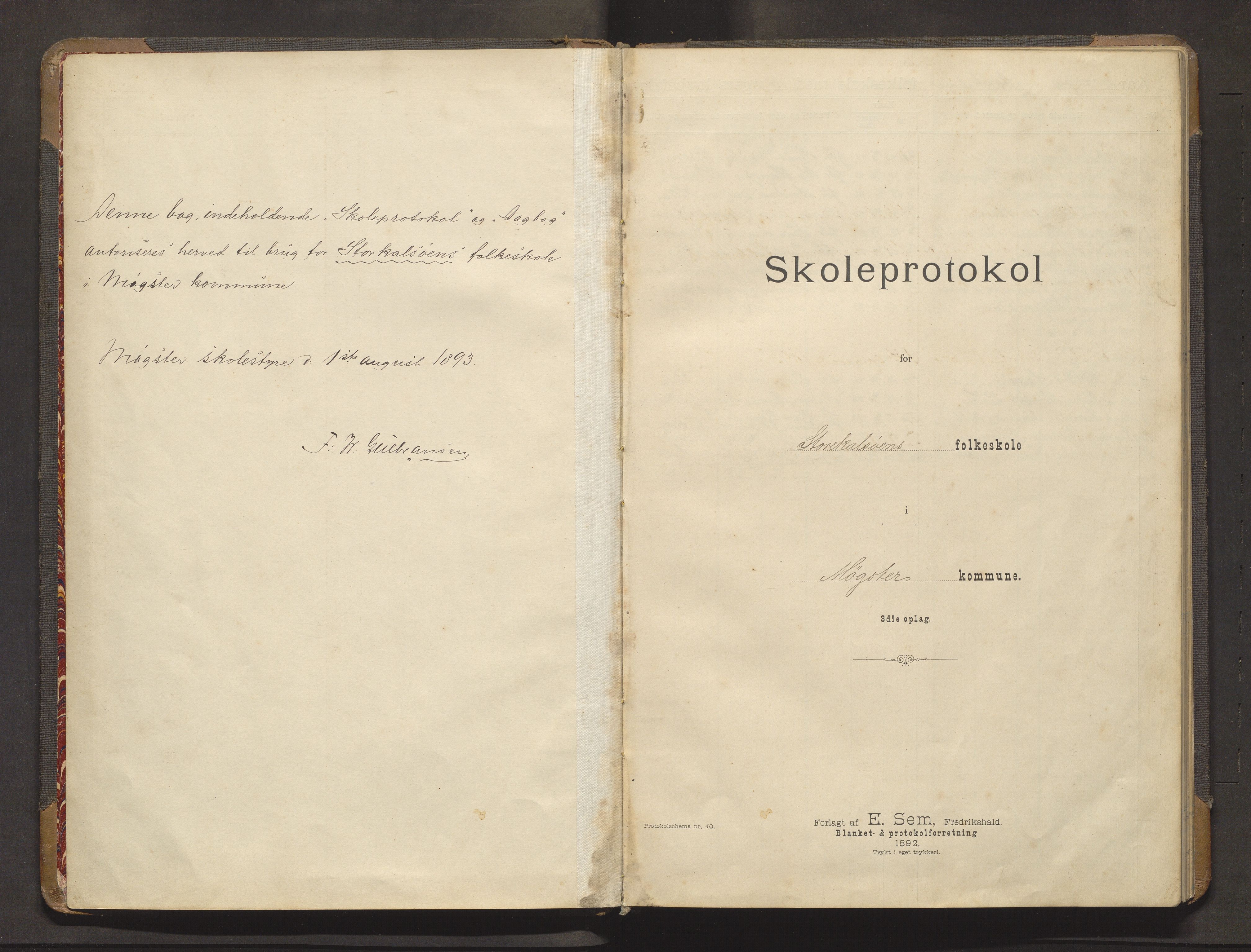 Austevoll kommune. Barneskulane, IKAH/1244-231/F/Fa/L0005: Skuleprotokoll for Storekalsøen skule, 1893-1905