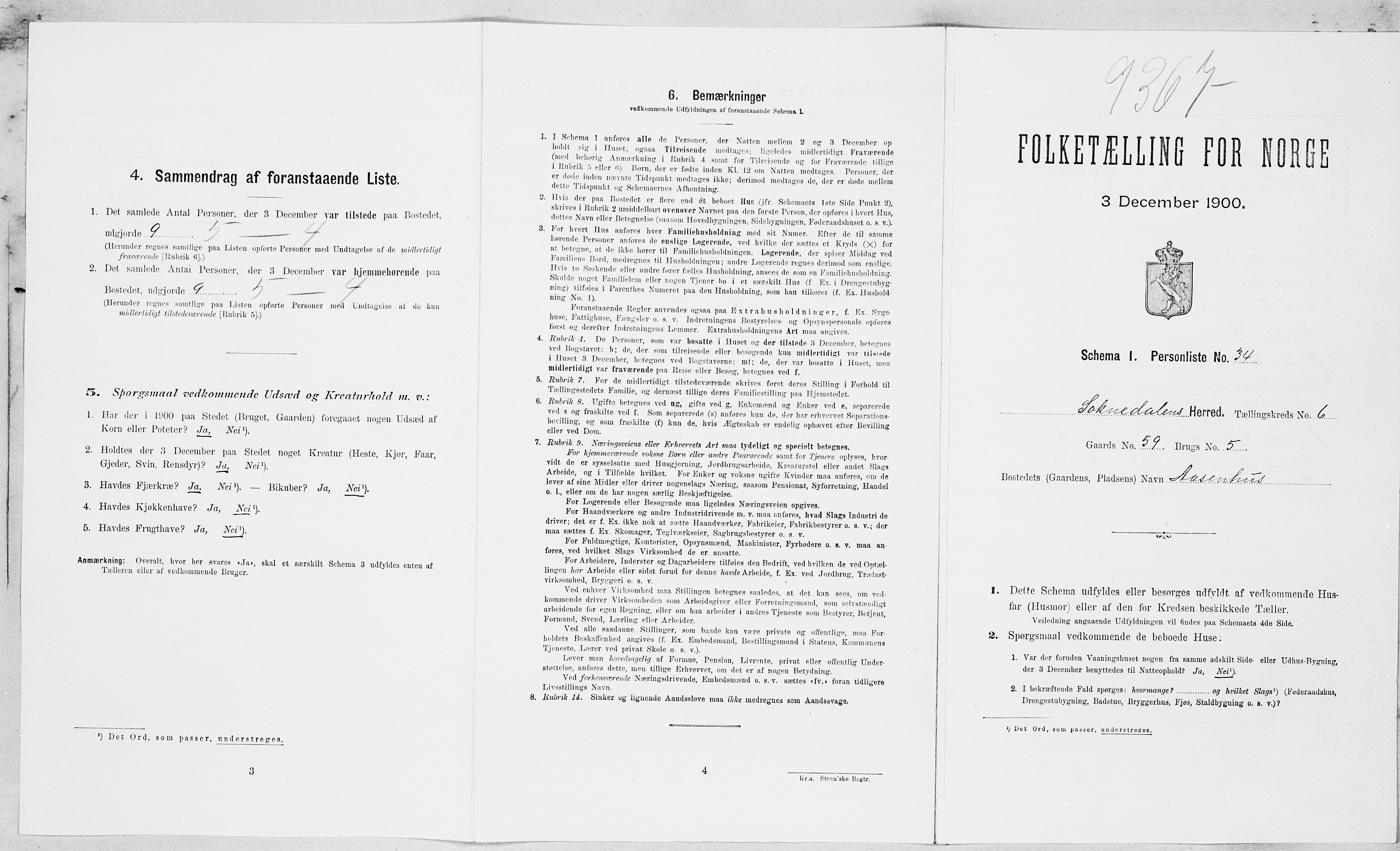 SAT, Folketelling 1900 for 1649 Soknedal herred, 1900, s. 482