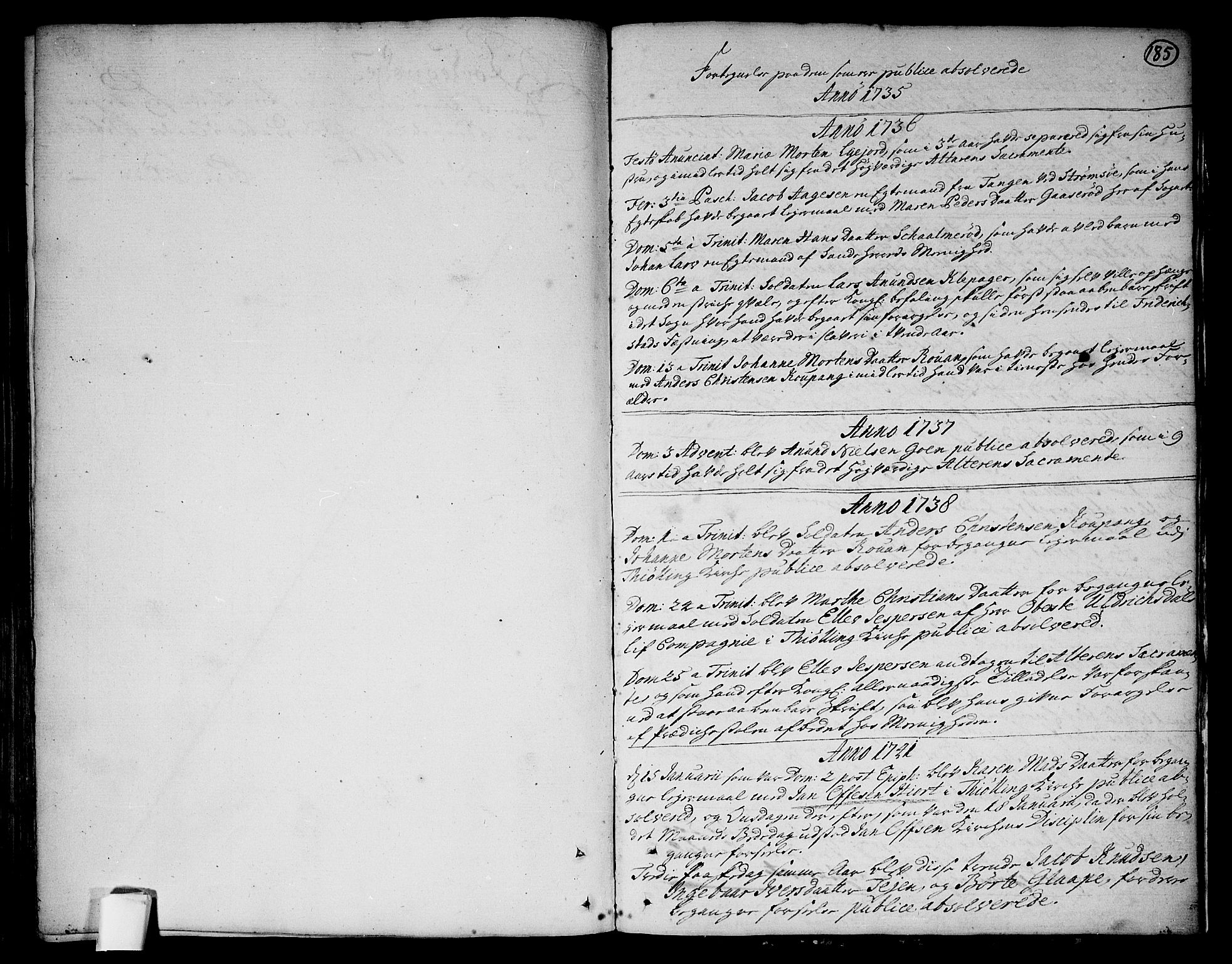 Tjølling kirkebøker, SAKO/A-60/F/Fa/L0003: Ministerialbok nr. 3, 1735-1778, s. 185