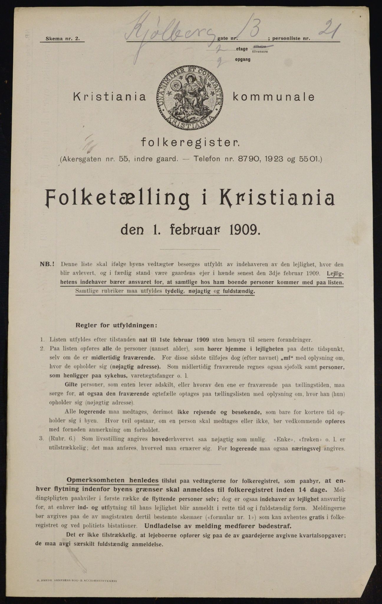 OBA, Kommunal folketelling 1.2.1909 for Kristiania kjøpstad, 1909, s. 47247