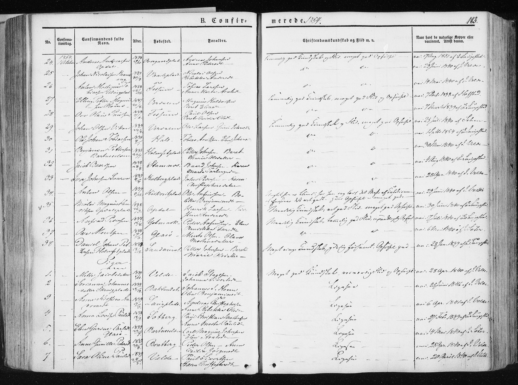 Ministerialprotokoller, klokkerbøker og fødselsregistre - Nord-Trøndelag, AV/SAT-A-1458/741/L0393: Ministerialbok nr. 741A07, 1849-1863, s. 183