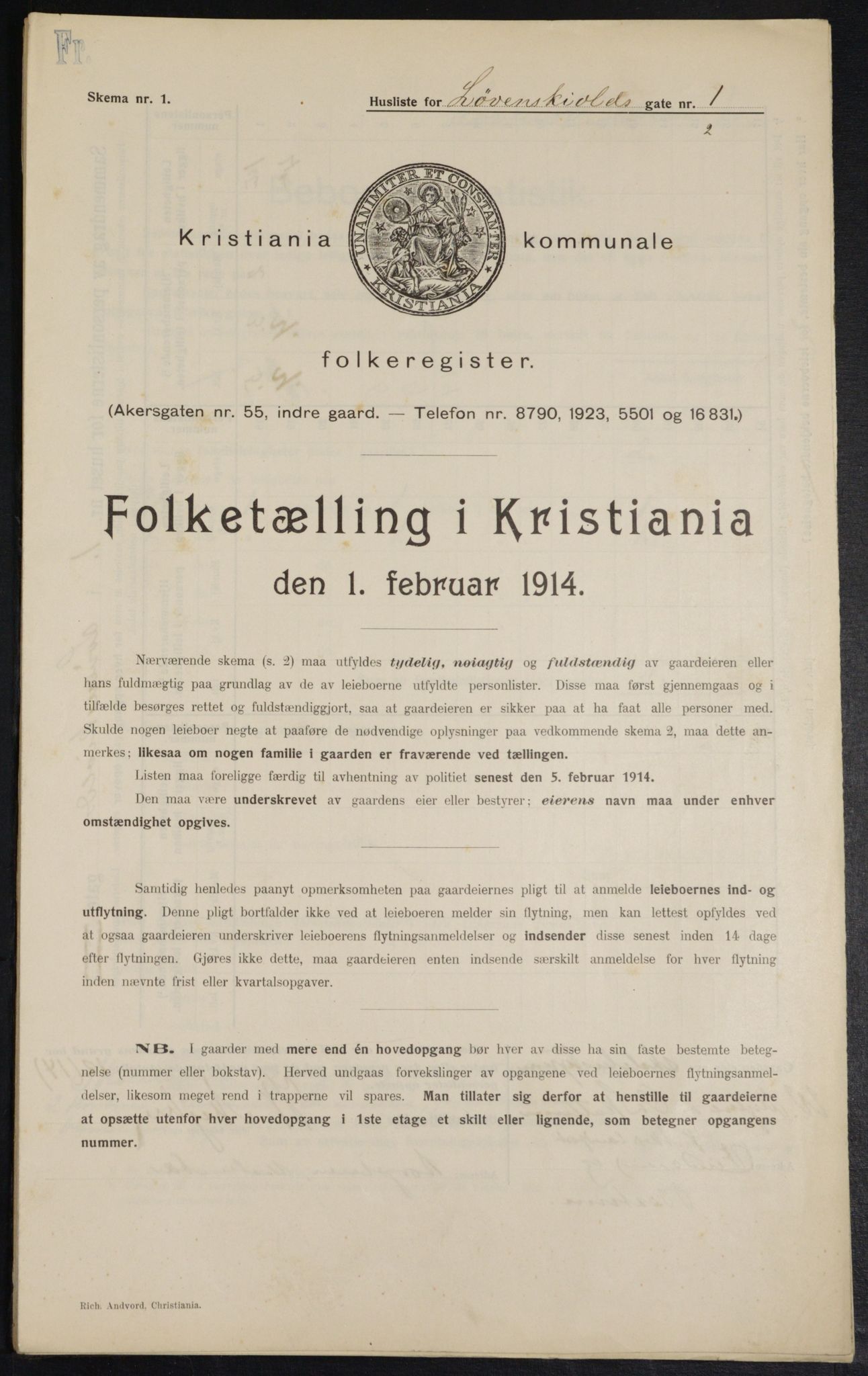 OBA, Kommunal folketelling 1.2.1914 for Kristiania, 1914, s. 58708