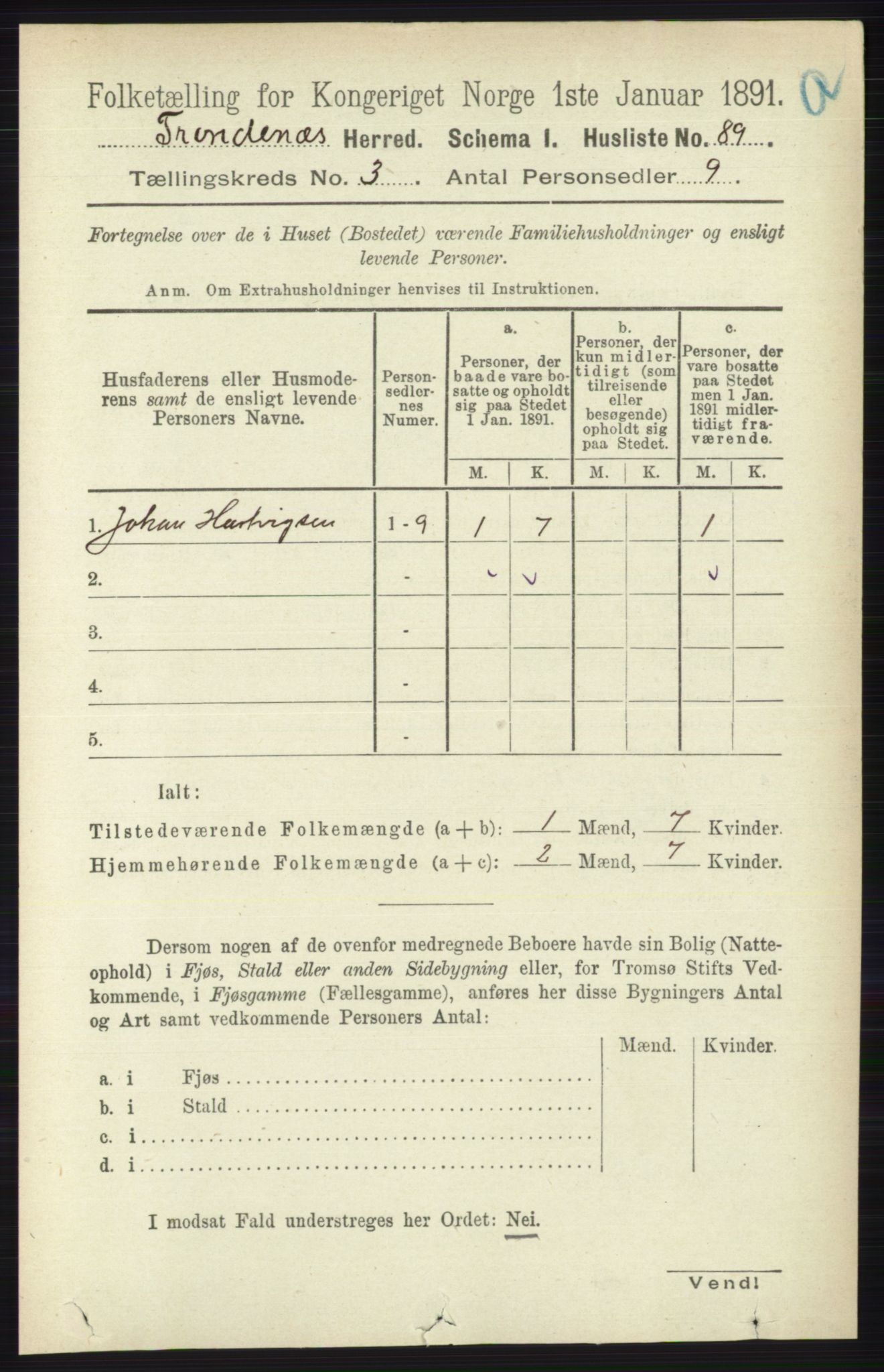 RA, Folketelling 1891 for 1914 Trondenes herred, 1891, s. 1196