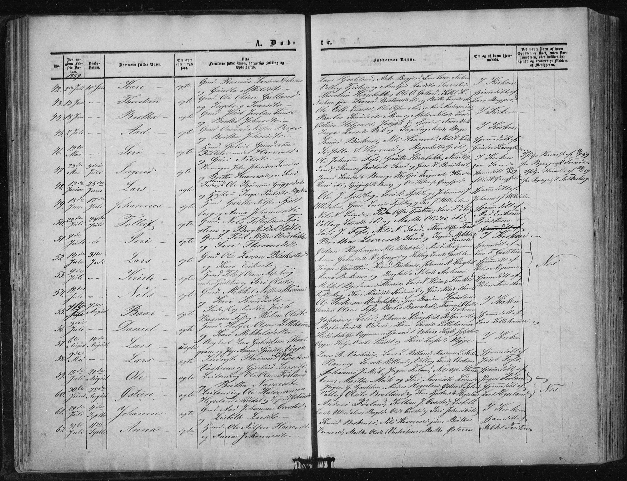 Suldal sokneprestkontor, AV/SAST-A-101845/01/IV/L0009: Ministerialbok nr. A 9, 1854-1868