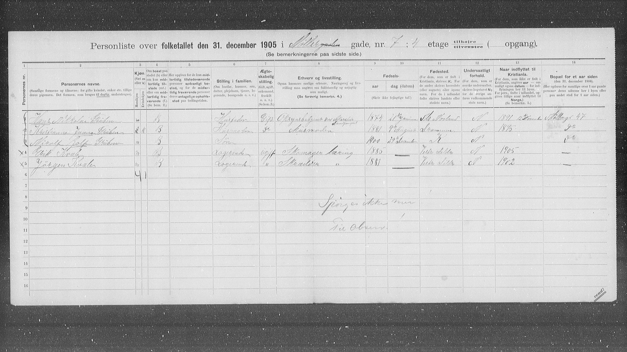 OBA, Kommunal folketelling 31.12.1905 for Kristiania kjøpstad, 1905, s. 35910