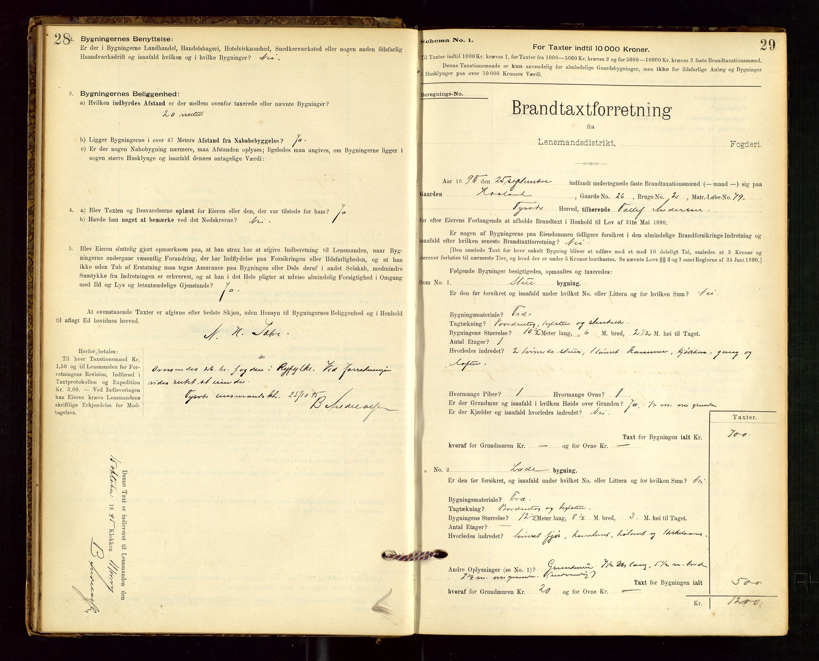 Tysvær lensmannskontor, AV/SAST-A-100192/Gob/L0001: "Brandtaxationsprotokol for Tysvær Lensmandsdistrikt Ryfylke Fogderi", 1894-1916, s. 28-29