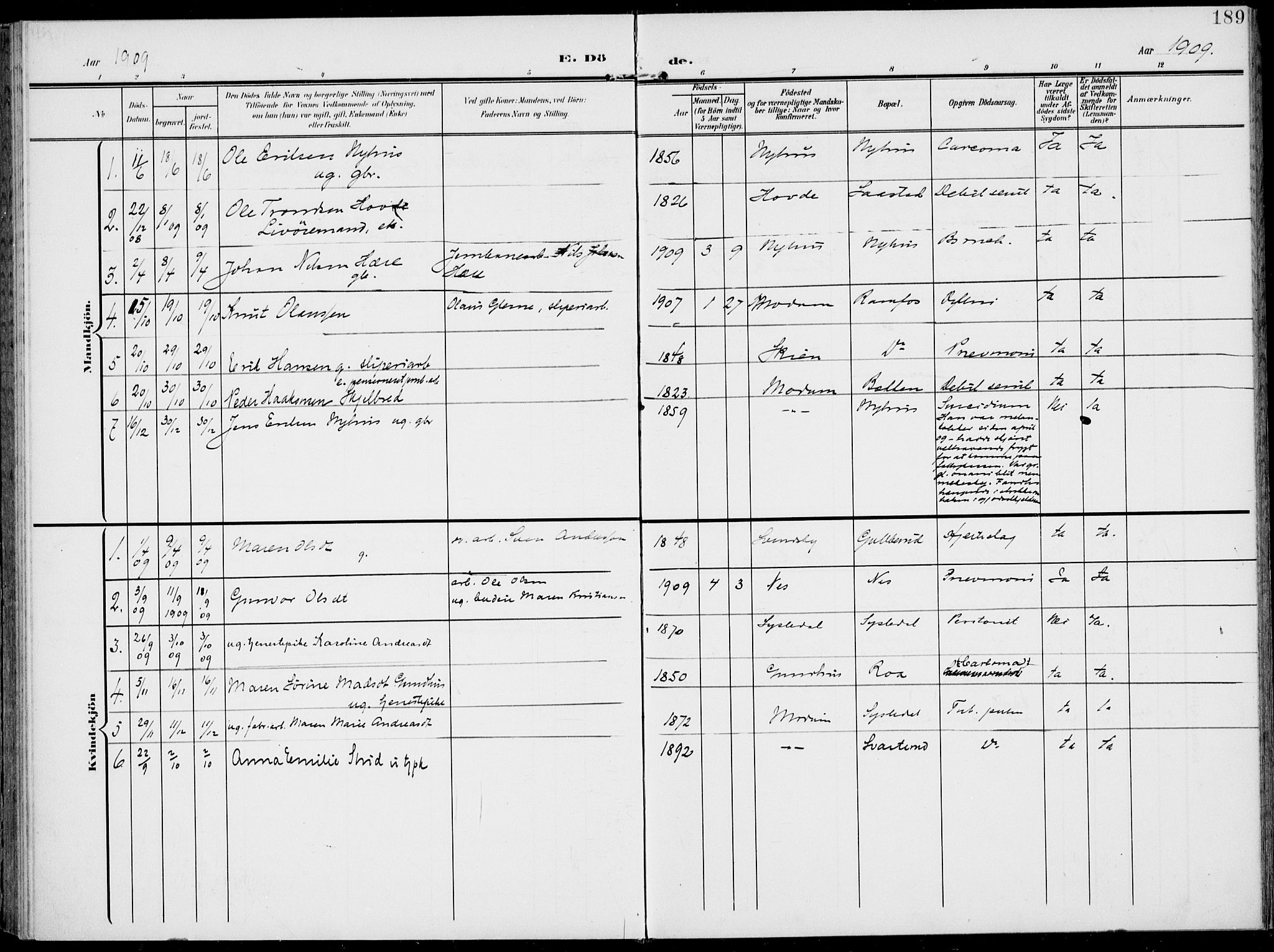 Modum kirkebøker, AV/SAKO-A-234/F/Fa/L0019: Ministerialbok nr. 19, 1890-1914, s. 189