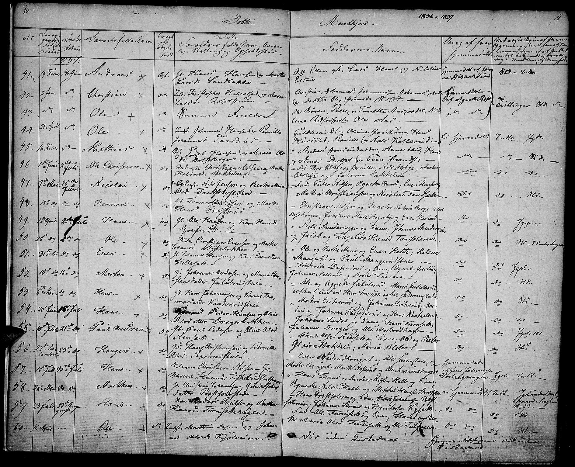 Vestre Toten prestekontor, AV/SAH-PREST-108/H/Ha/Haa/L0003: Ministerialbok nr. 3, 1836-1843, s. 10-11